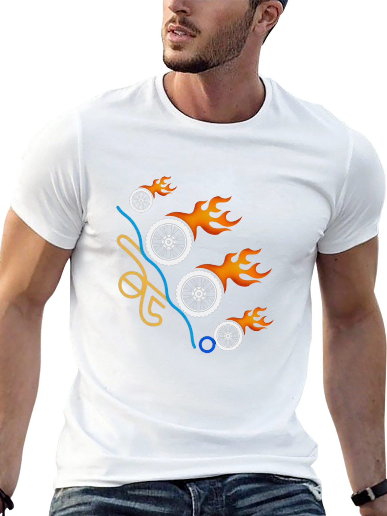 Fiery Wheels T-Shirt - Mens Graphic Tee