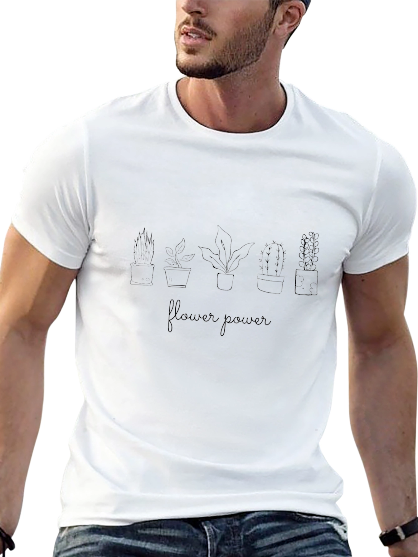 Flower Power Graphic Print Black T-Shirt