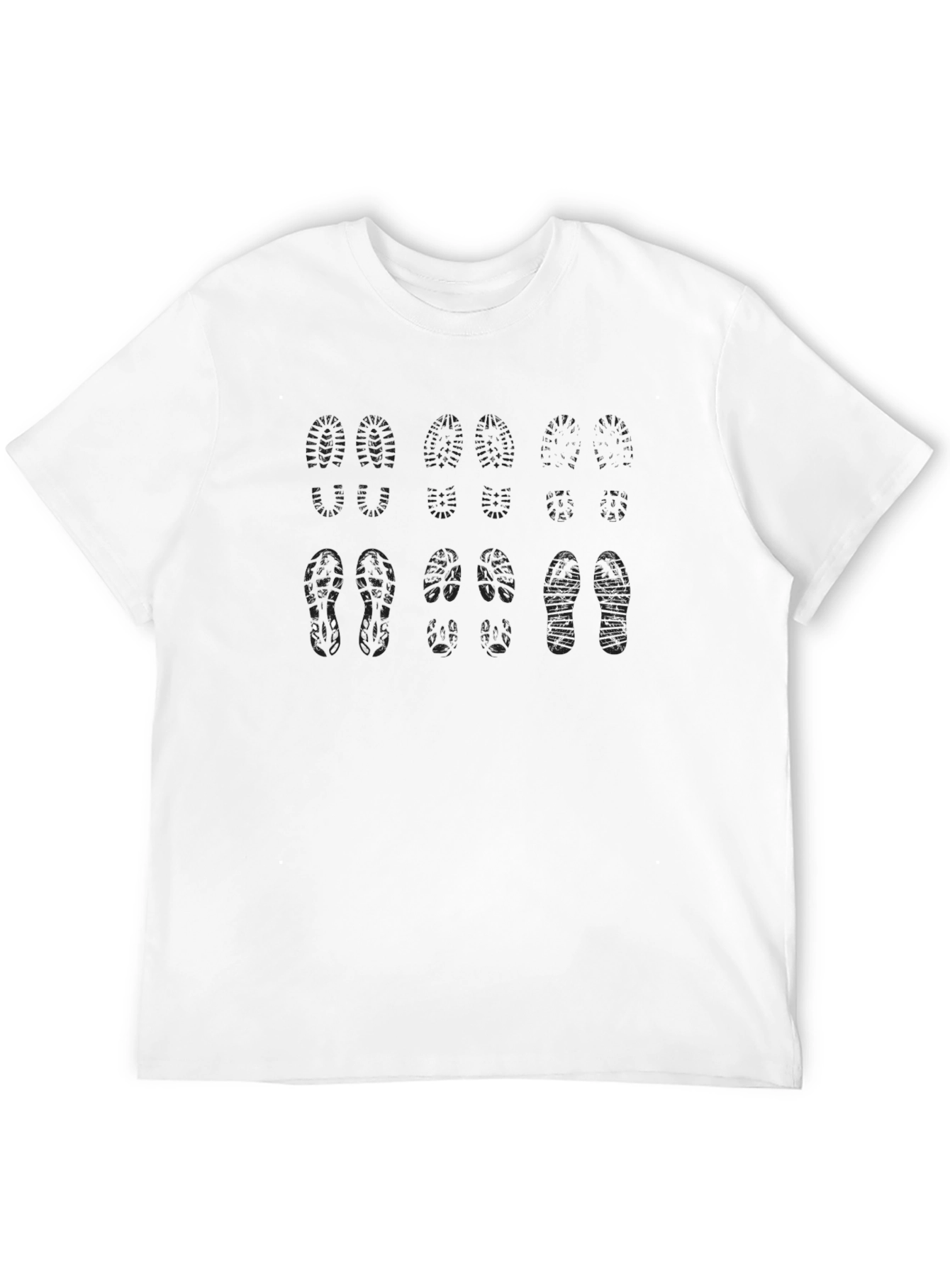Footprint Pattern Black T-Shirt
