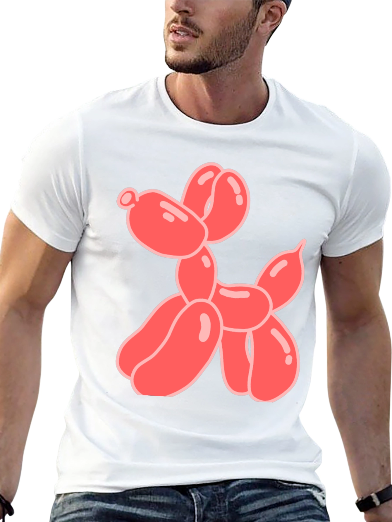 Black T-Shirt with Balloon Dog Graphic