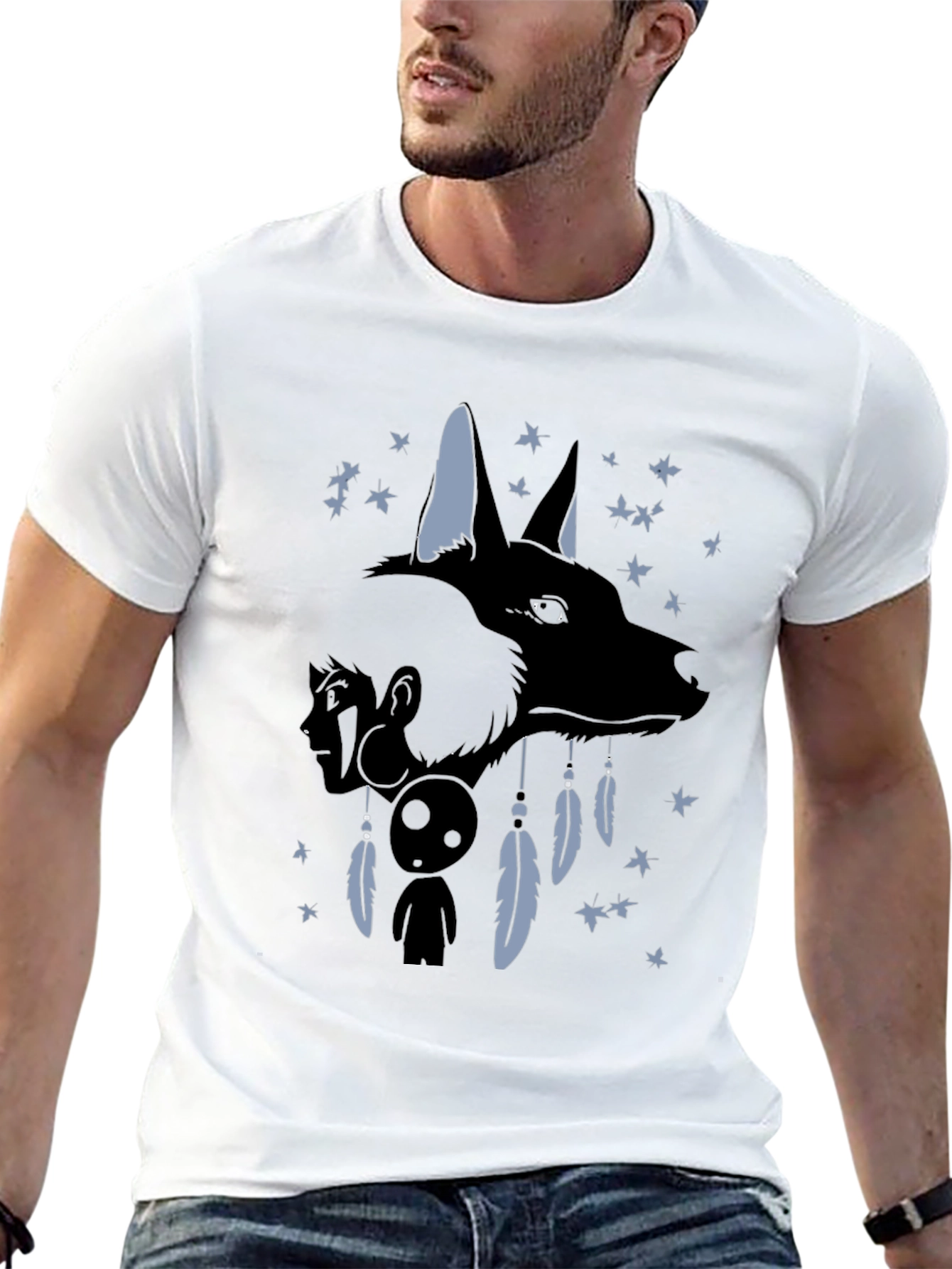 Anime Wolf Dreamcatcher Graphic T-Shirt