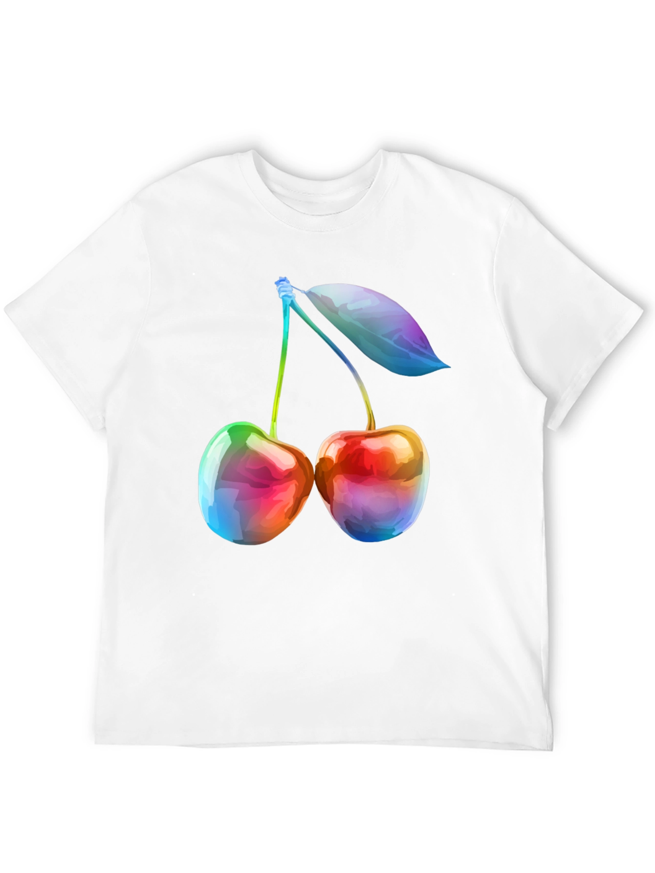 Rainbow Cherry Graphic T-Shirt - Unique Fruit Design