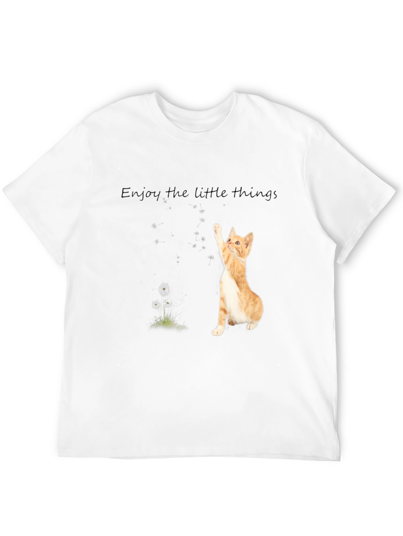 Cute Cat Enjoy the Little Things Black T-Shirt