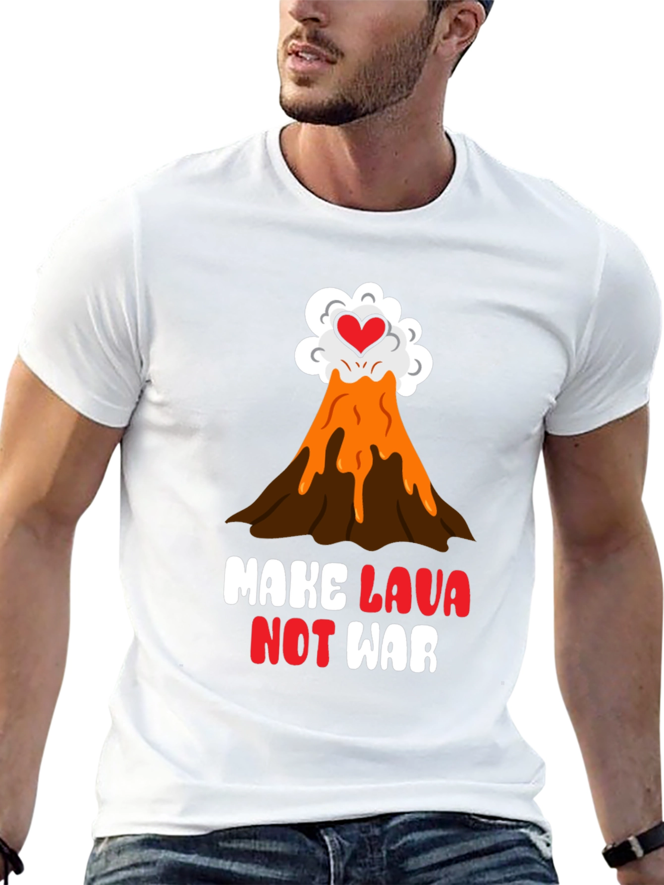 Make Lava Not War T-Shirt Volcano Love Black