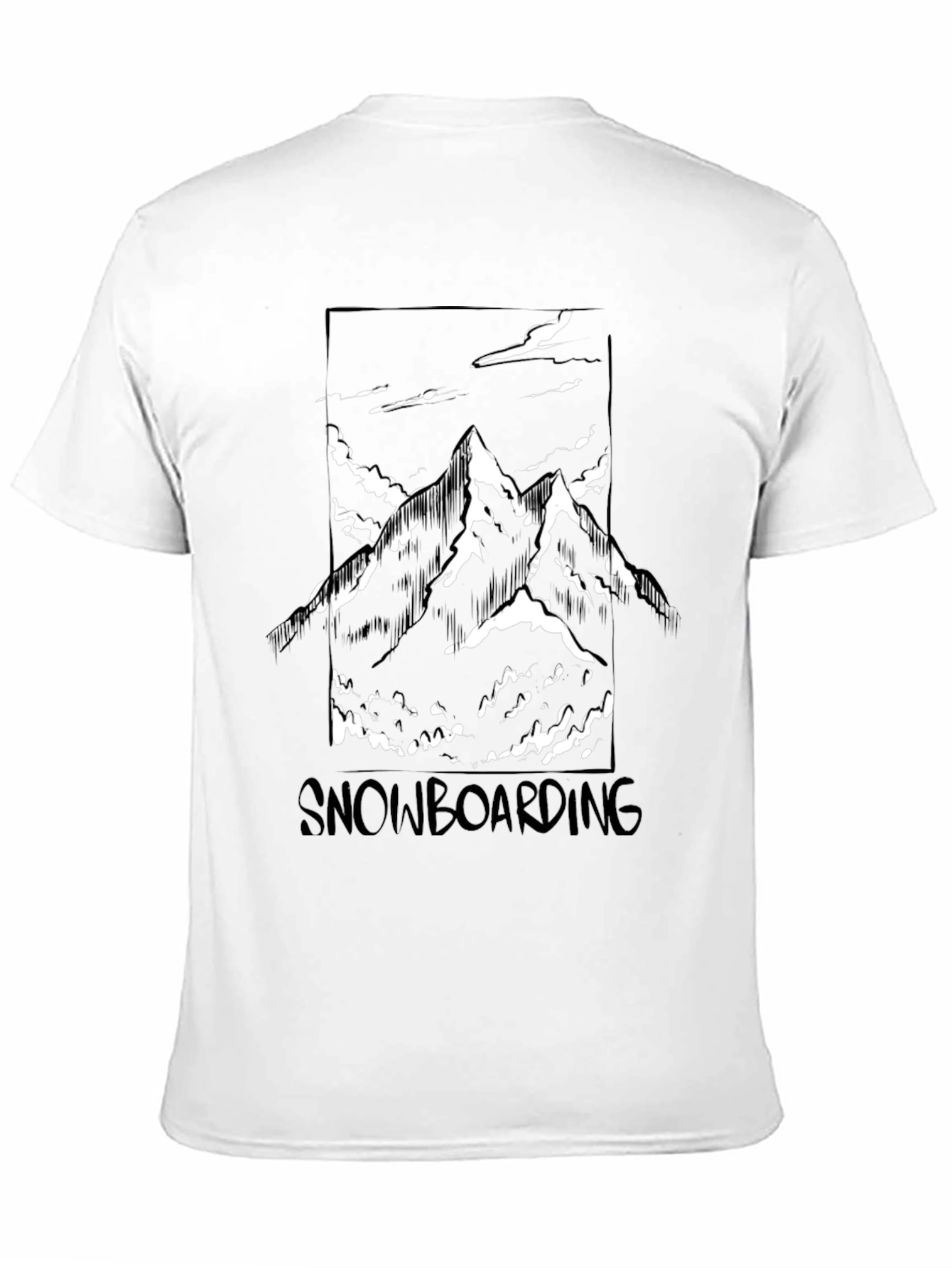 Snowboarding Mountain Graphic Tee - Stylish Black T-Shirt