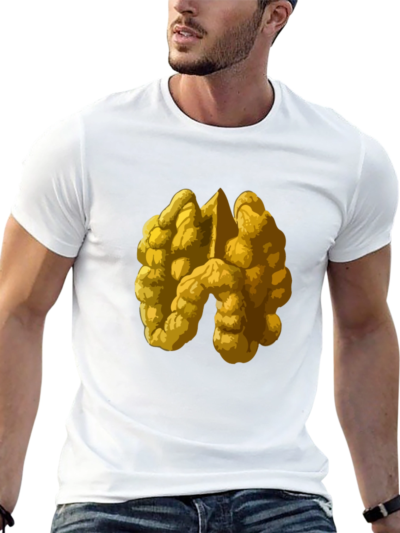 Walnut Graphic Tee - Nutty Design on Black Shirt