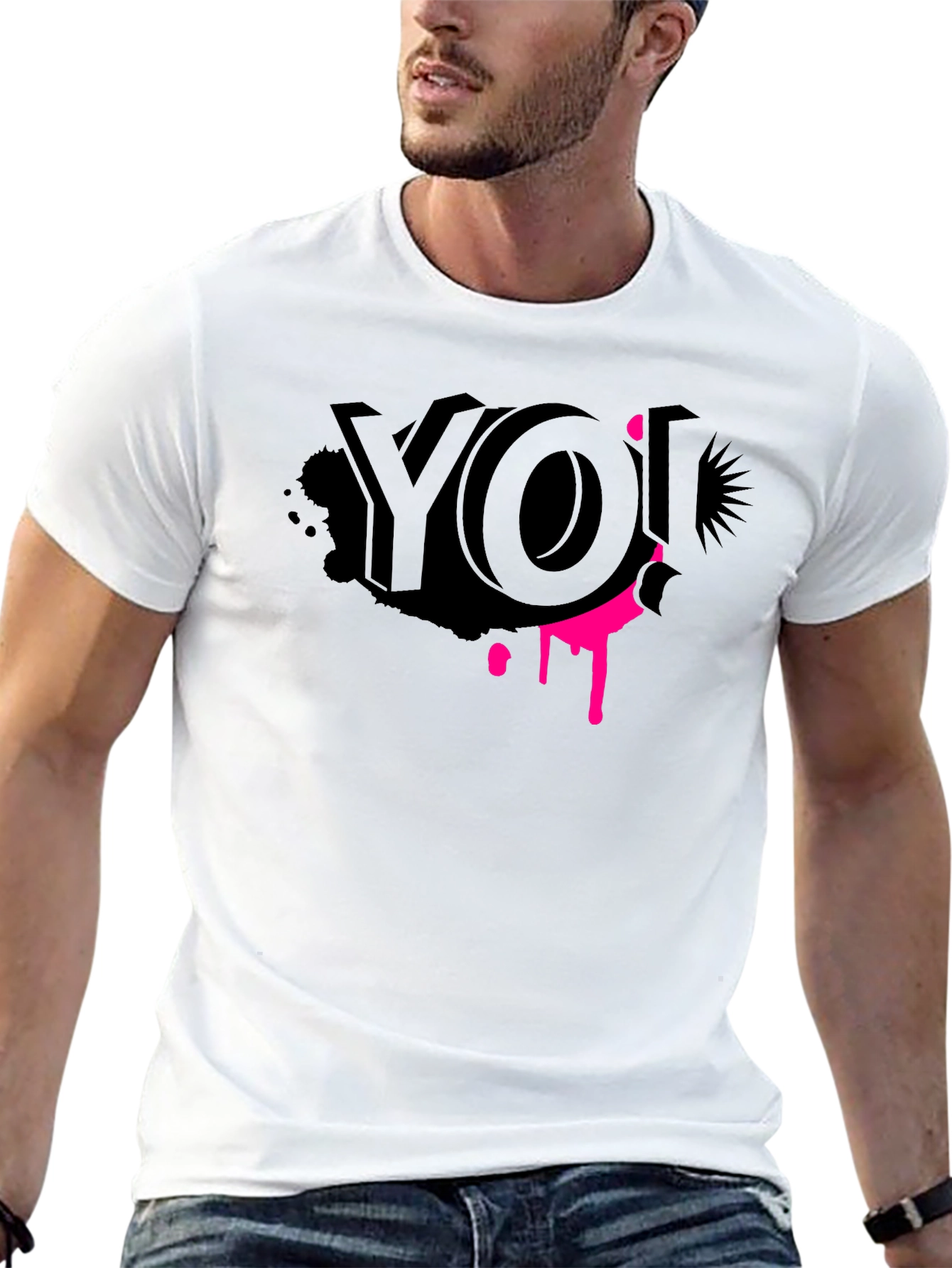 Edgy Graphic Tee - YO! Black Crew Neck