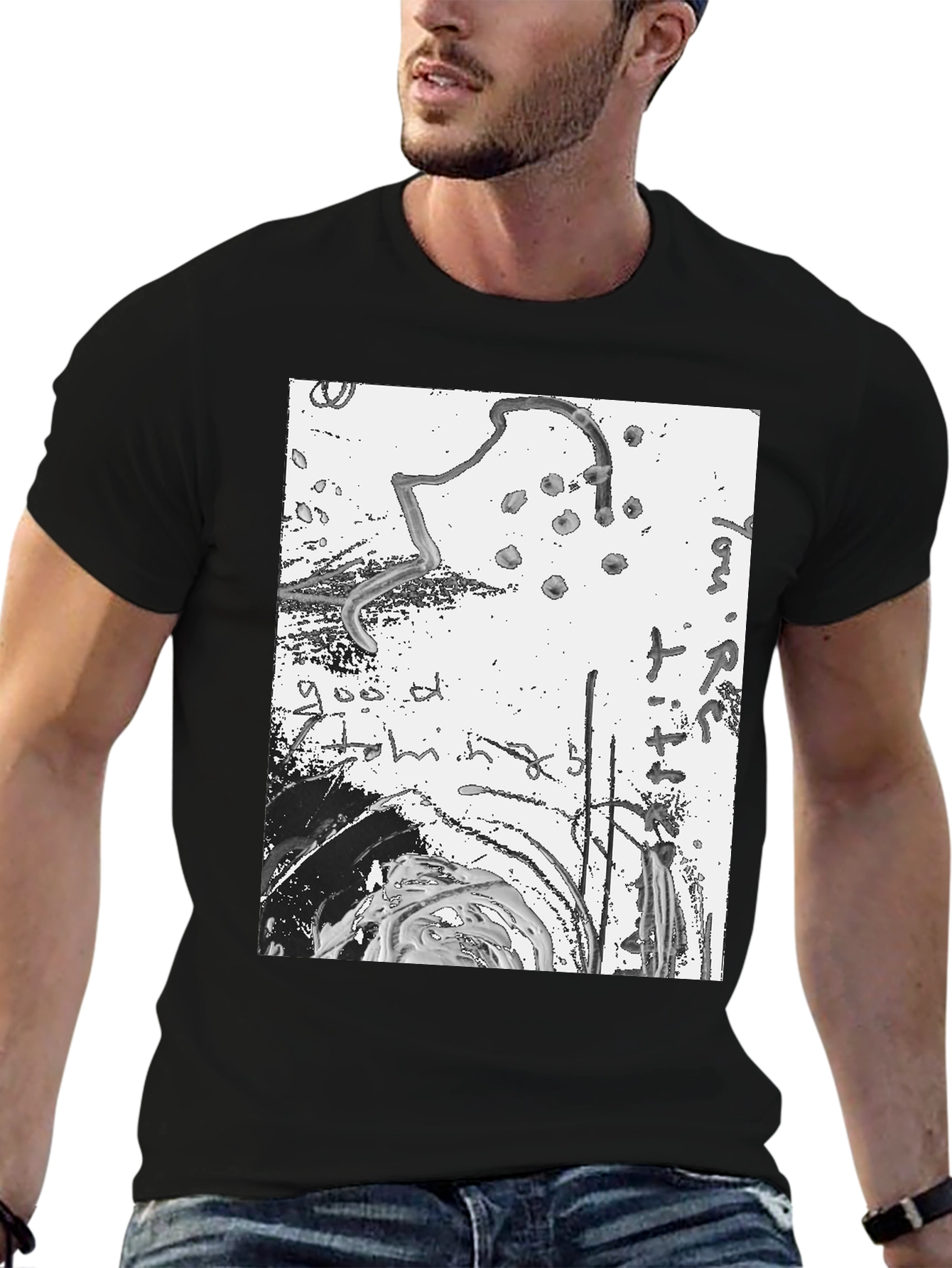 Abstract Art Print Black Tee