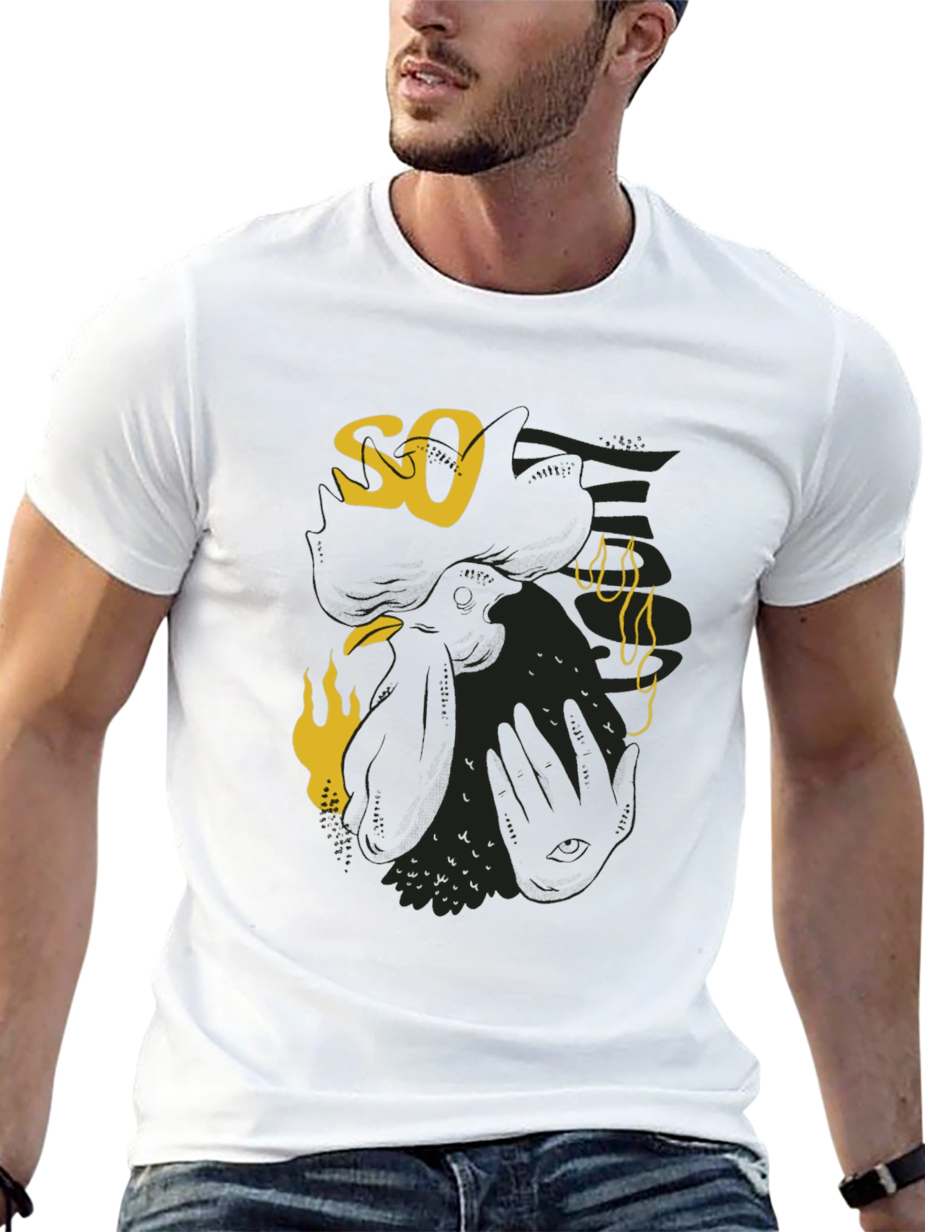 Graphic Print Mens Black Tee