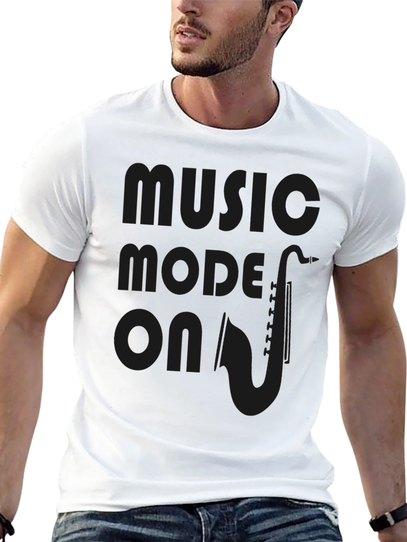 Music Mode On T-Shirt - Saxophone Design