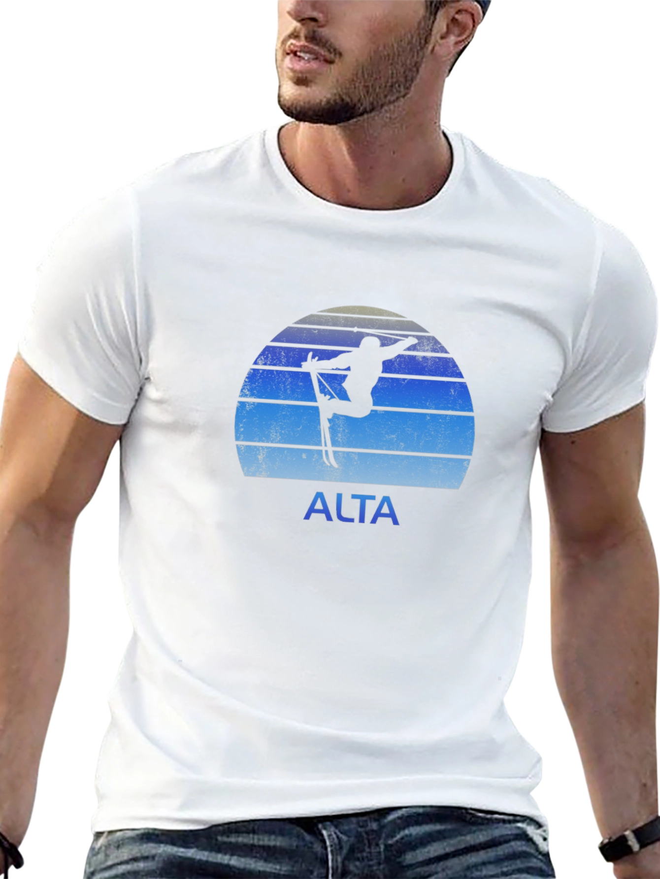Alta Ski T-Shirt - Retro Sunset Skiing Tee