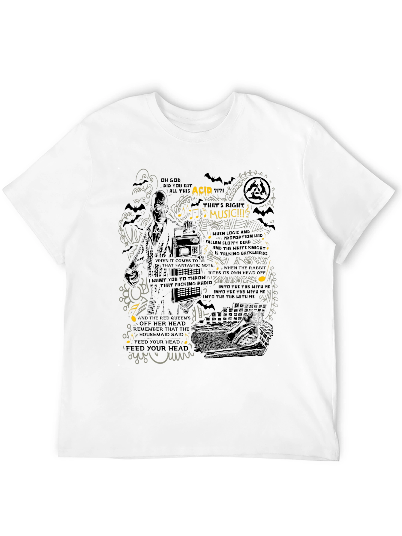 Acid Music Graphic Print Black T-Shirt