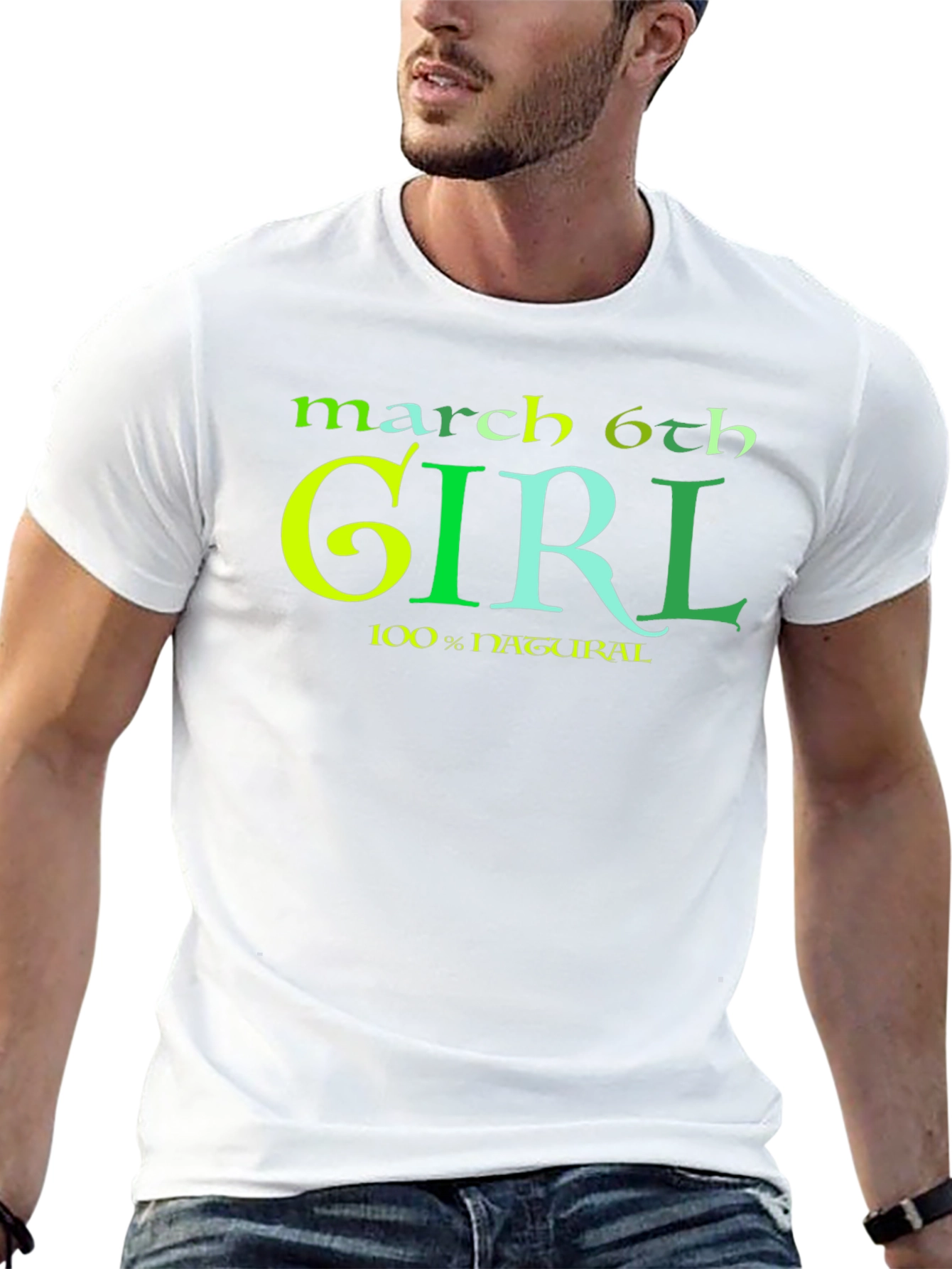 March 6th Girl Natural Black T-Shirt