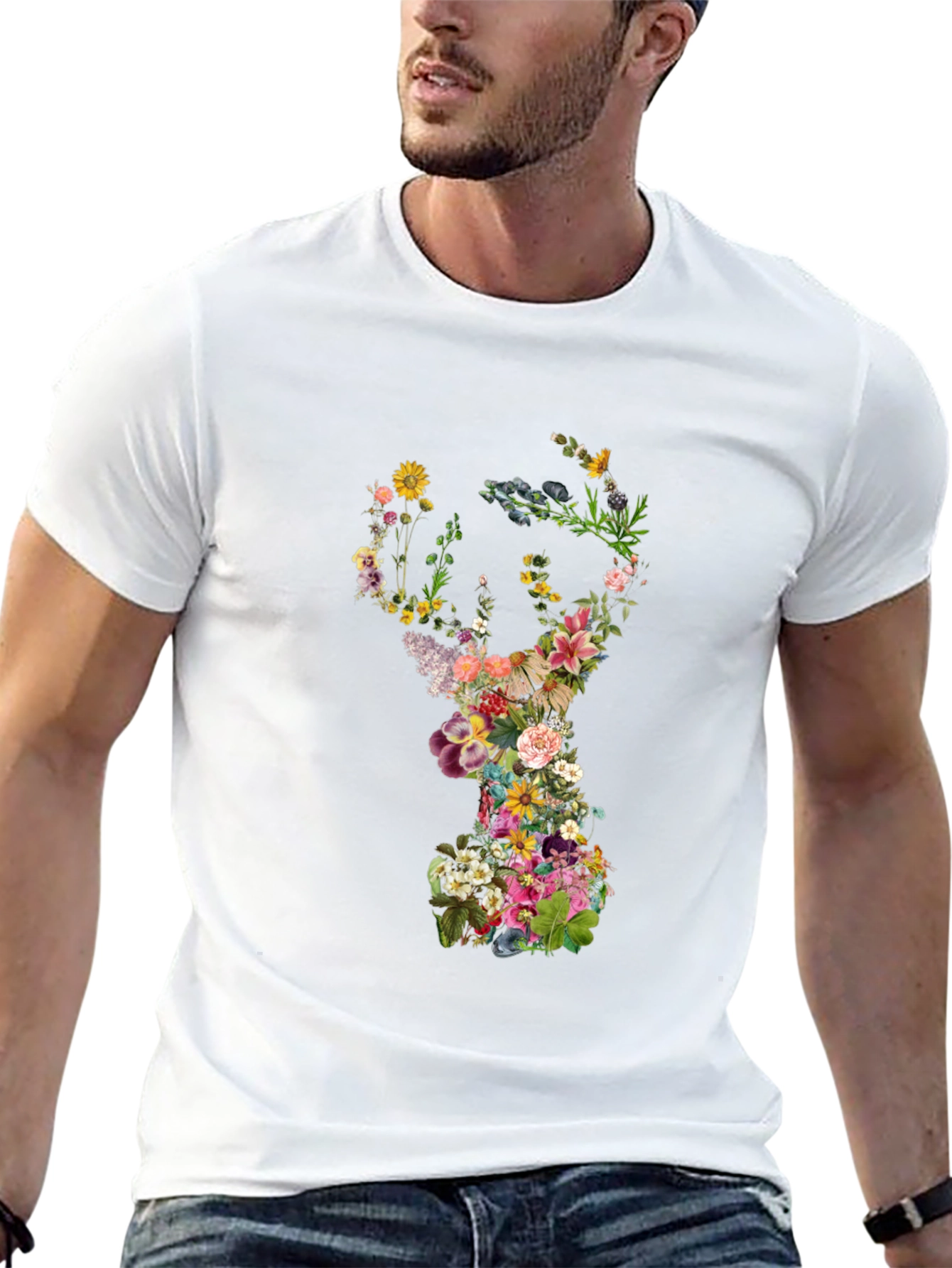 Floral Skull Graphic Black T-Shirt