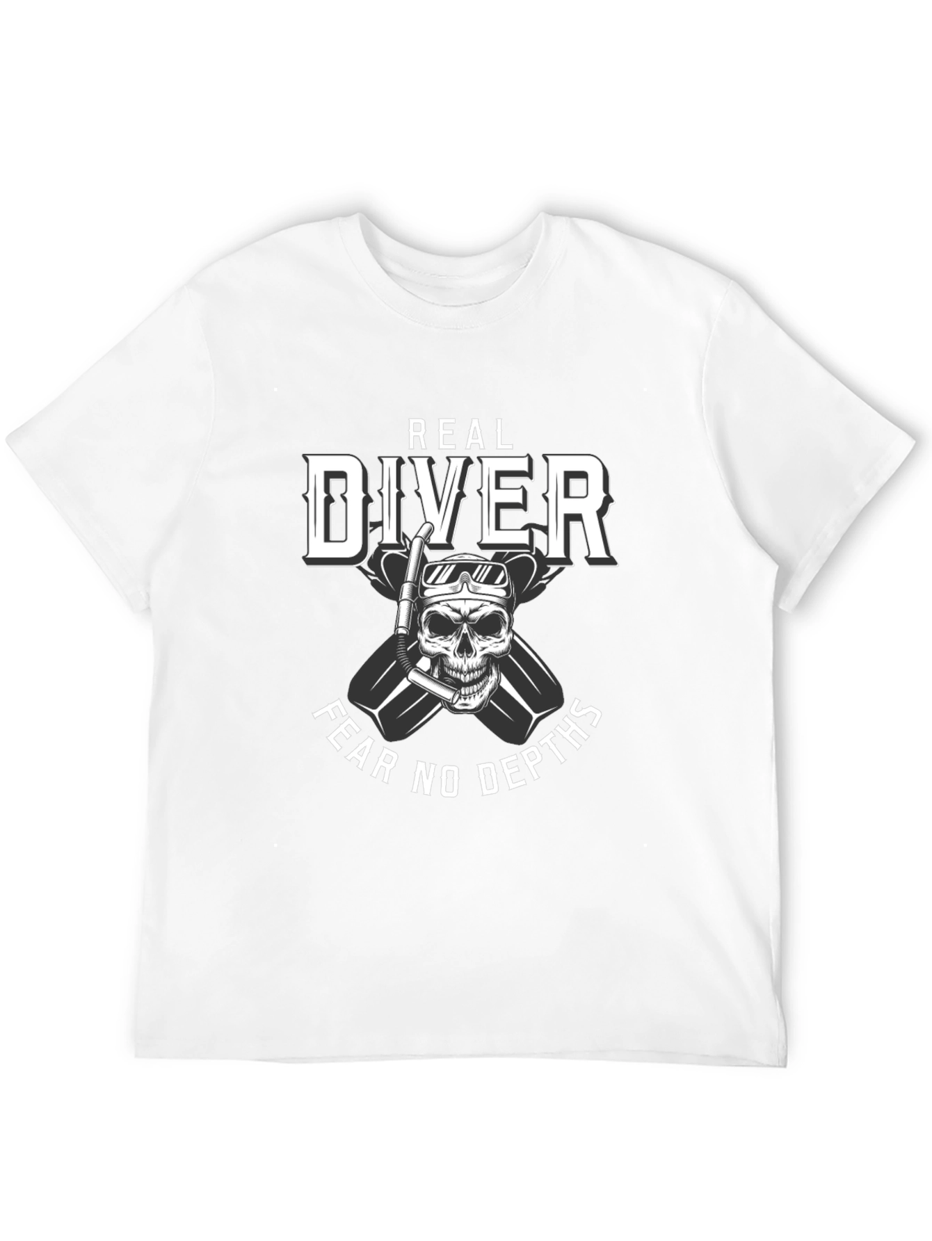 Real Diver T-Shirt - Fear No Depths Scuba Design