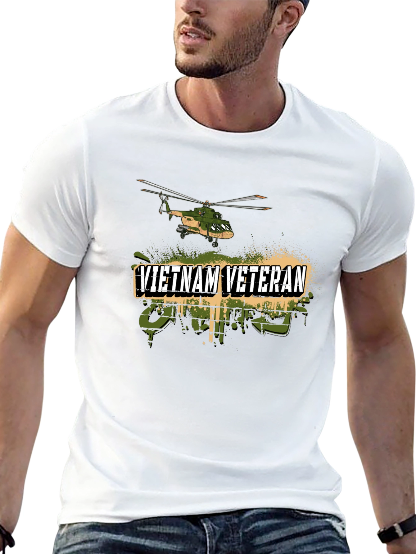 Vietnam Veteran Helicopter Graphic T-Shirt