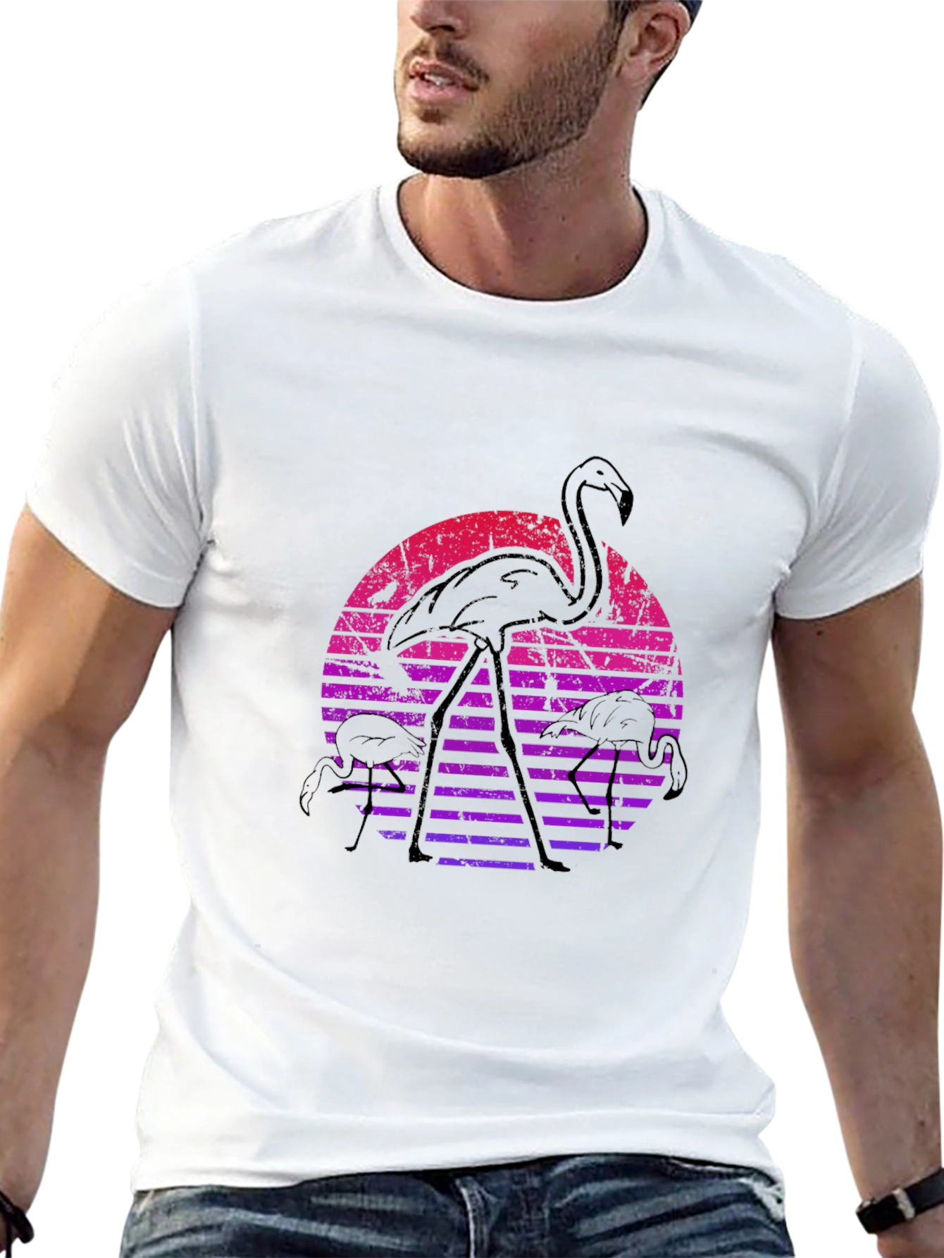 Retro Flamingo Sunset Graphic Tee