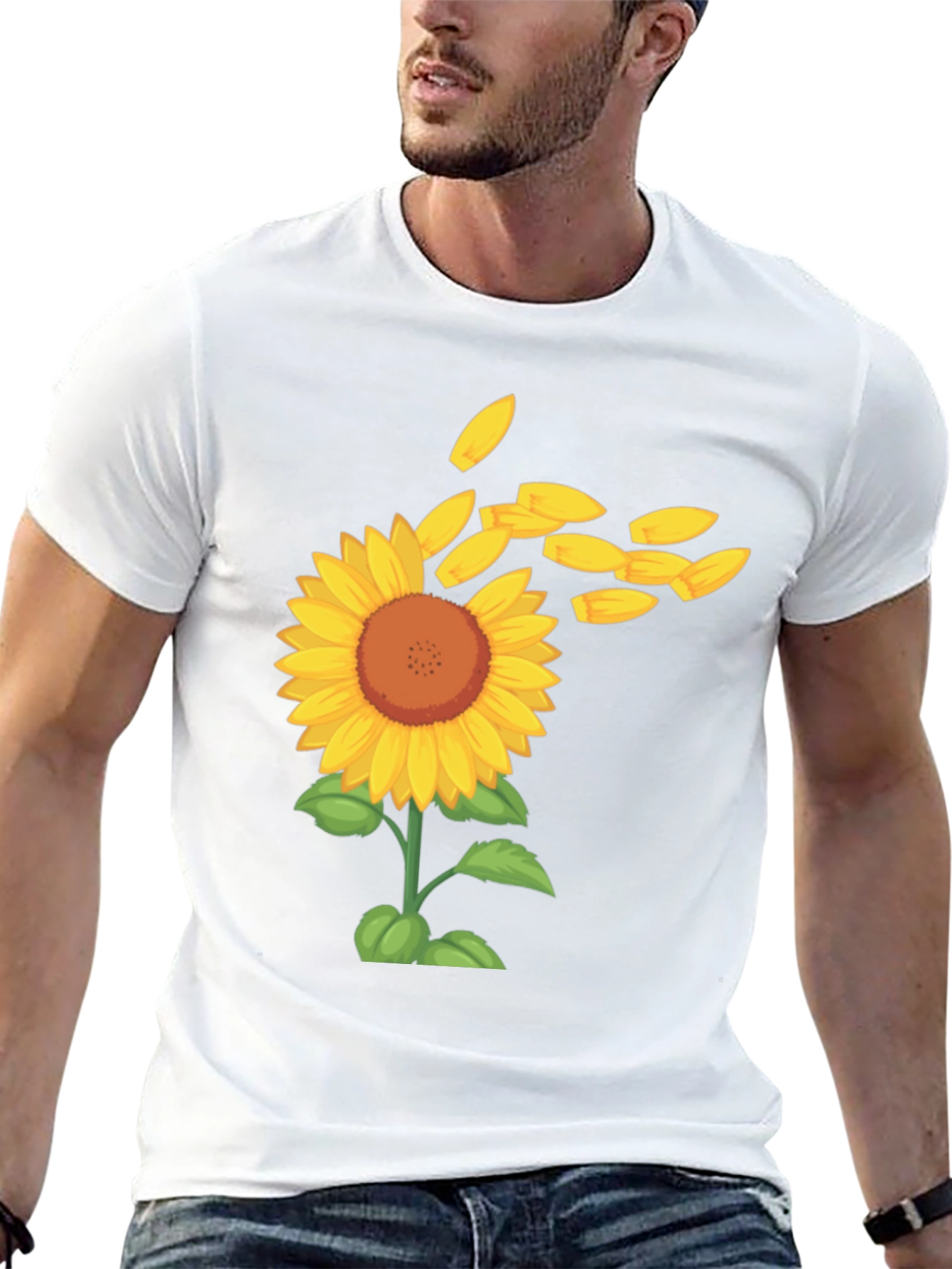 Sunflower Petals Mens Black Tee