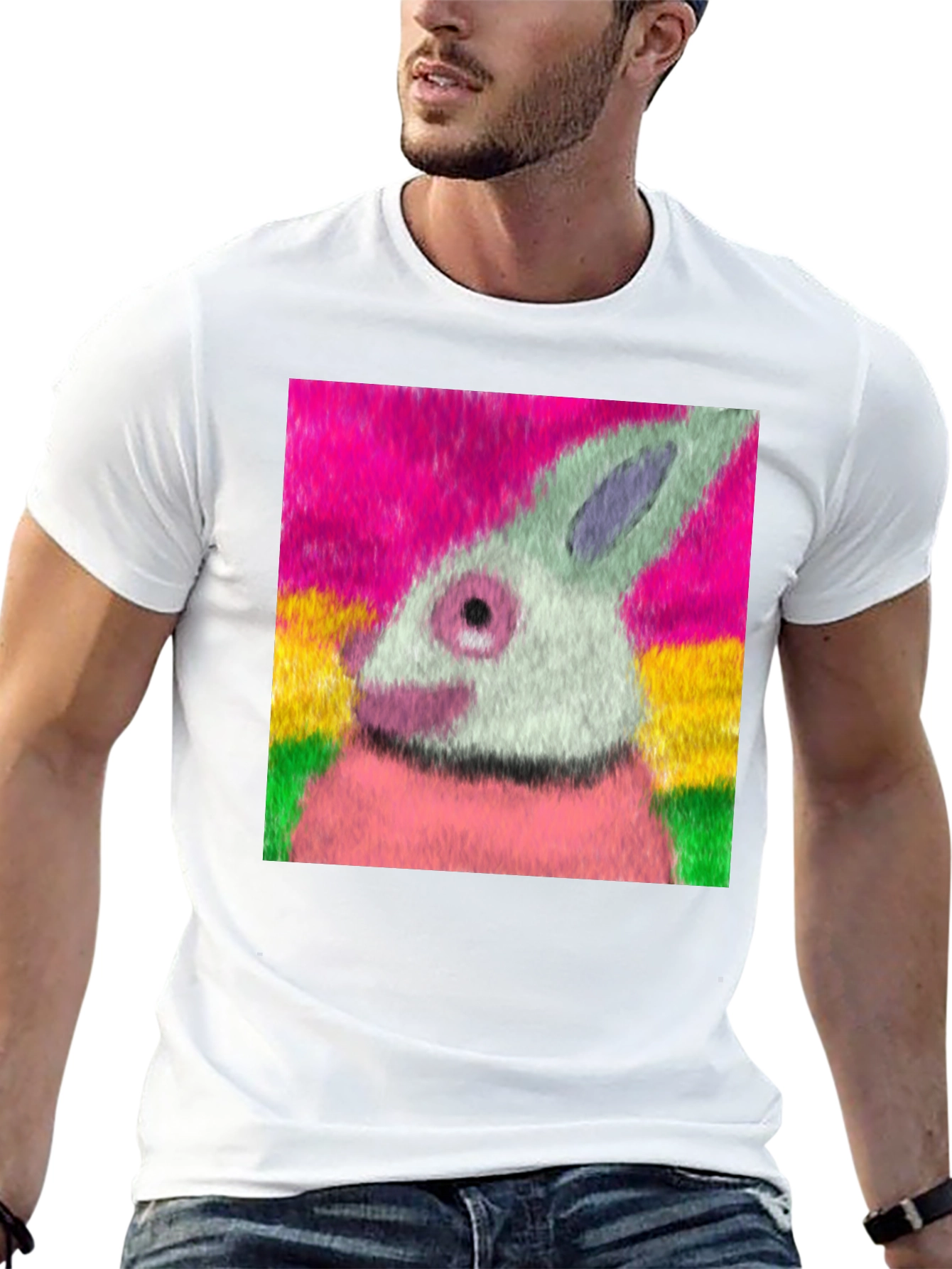 Artsy Rabbit Graphic T-Shirt - Casual Tee