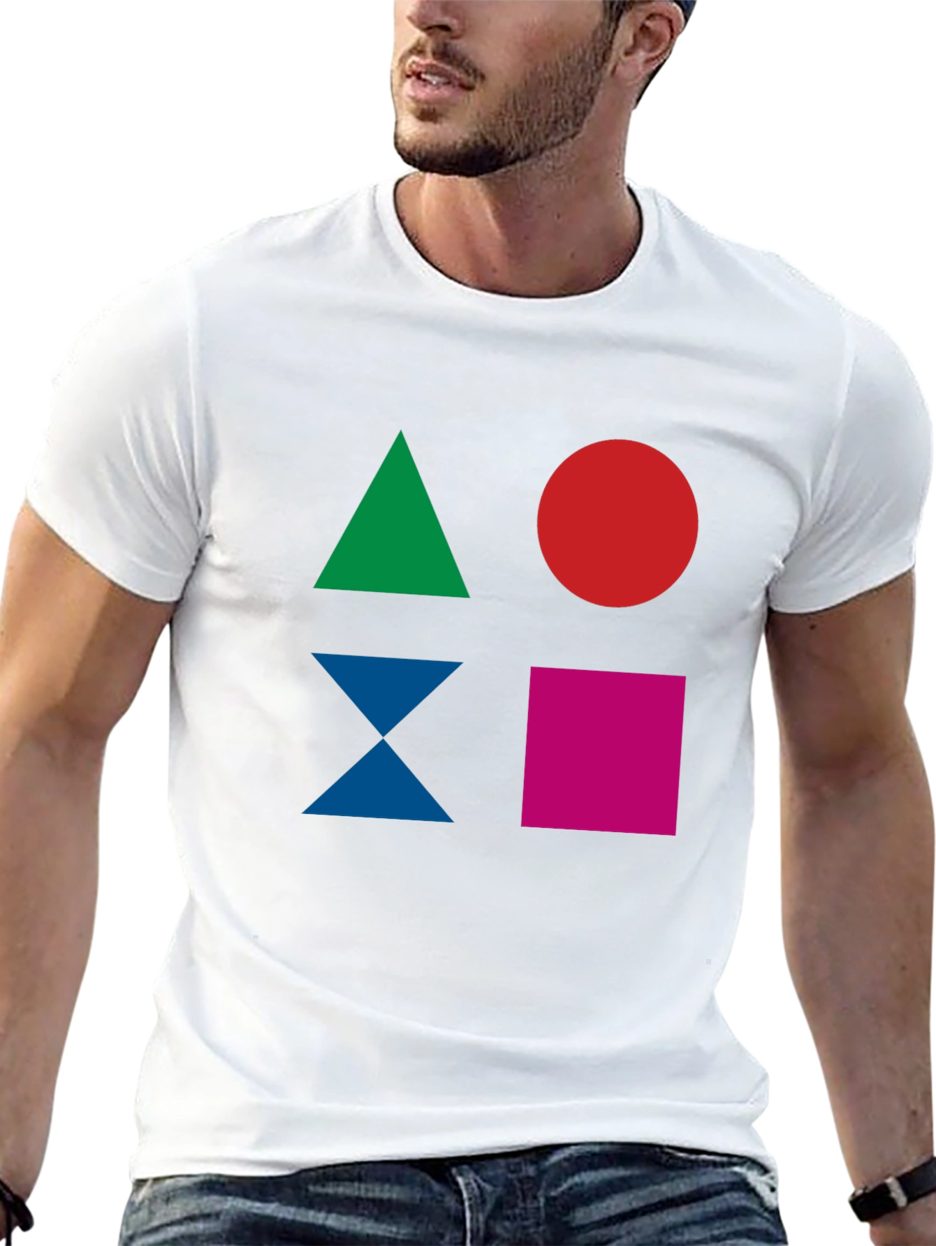 Geometric Shapes Graphic Tee - Modern Mens T-Shirt