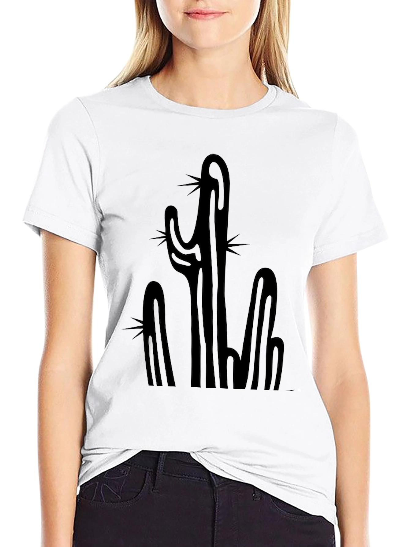 Cactus Graphic Print Tee - Black