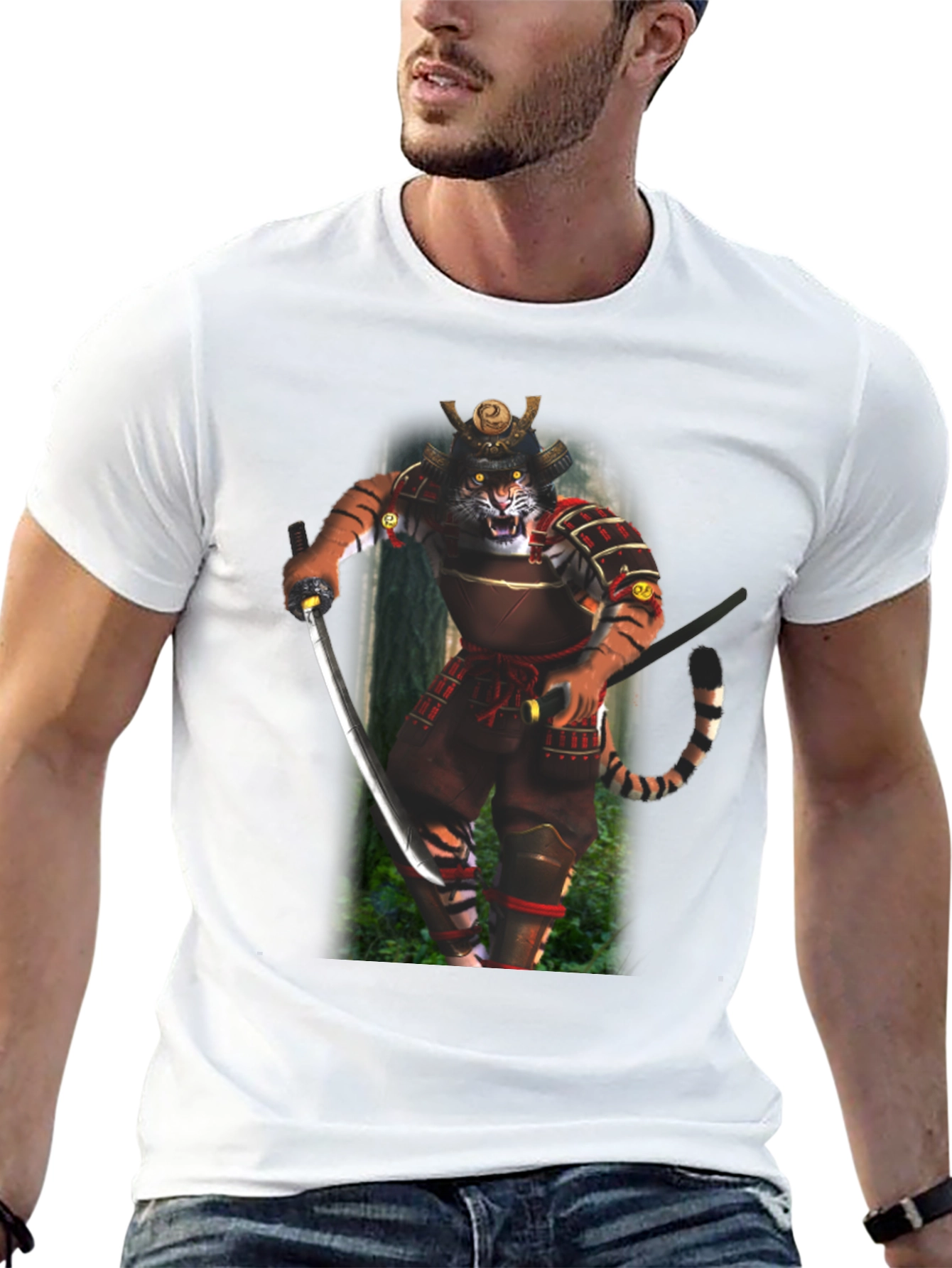 Samurai Tiger Graphic T-Shirt - Black