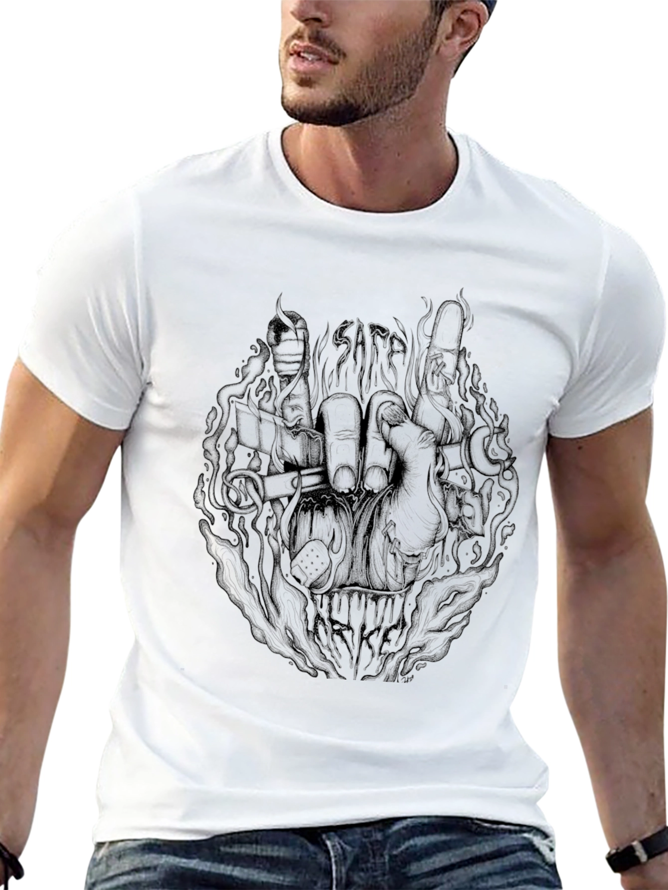 Edgy Black Graphic Tee - SAFE