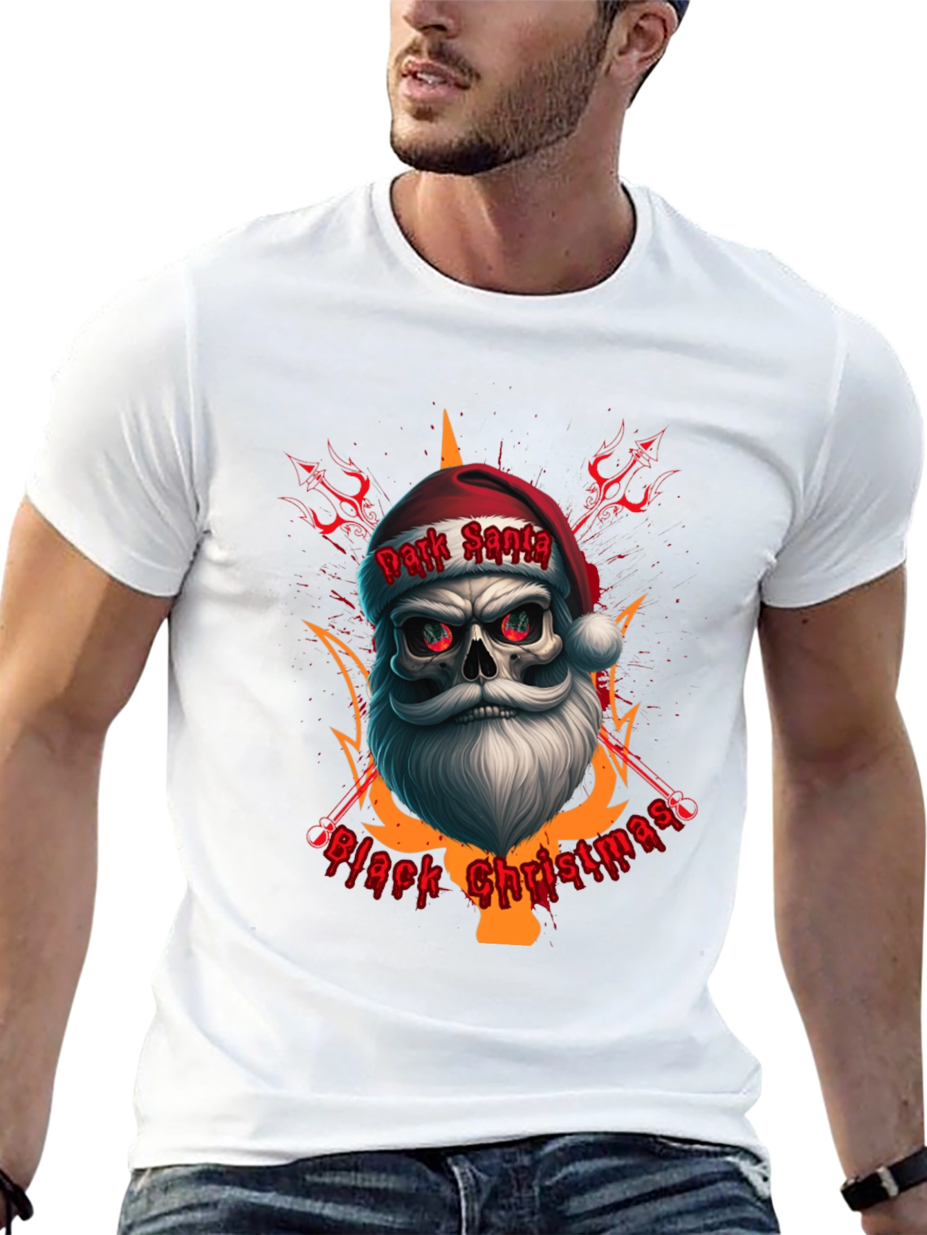 Dark Santa Black Christmas Graphic Tee