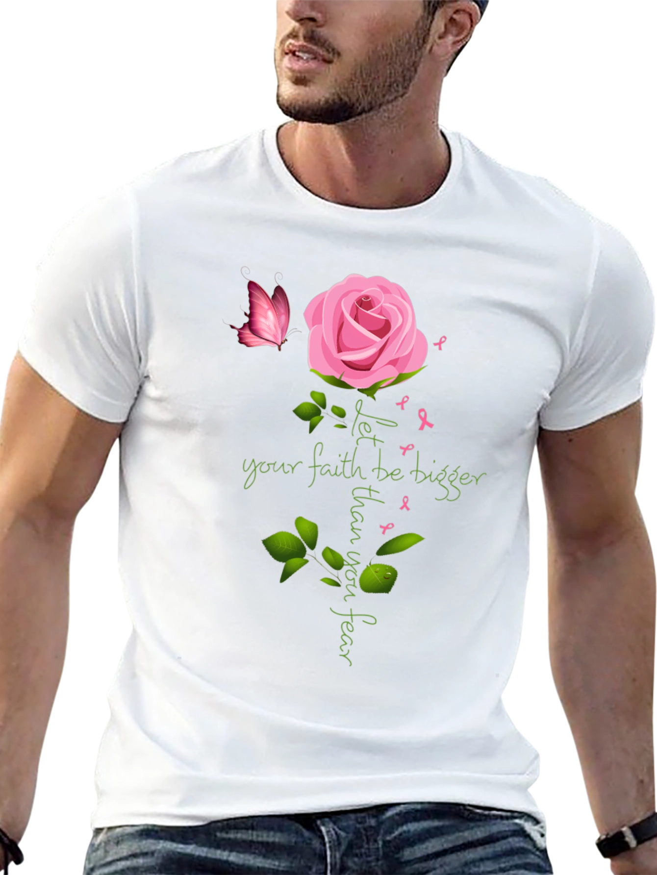 Faith Bigger Than Fear Rose Butterfly T-Shirt