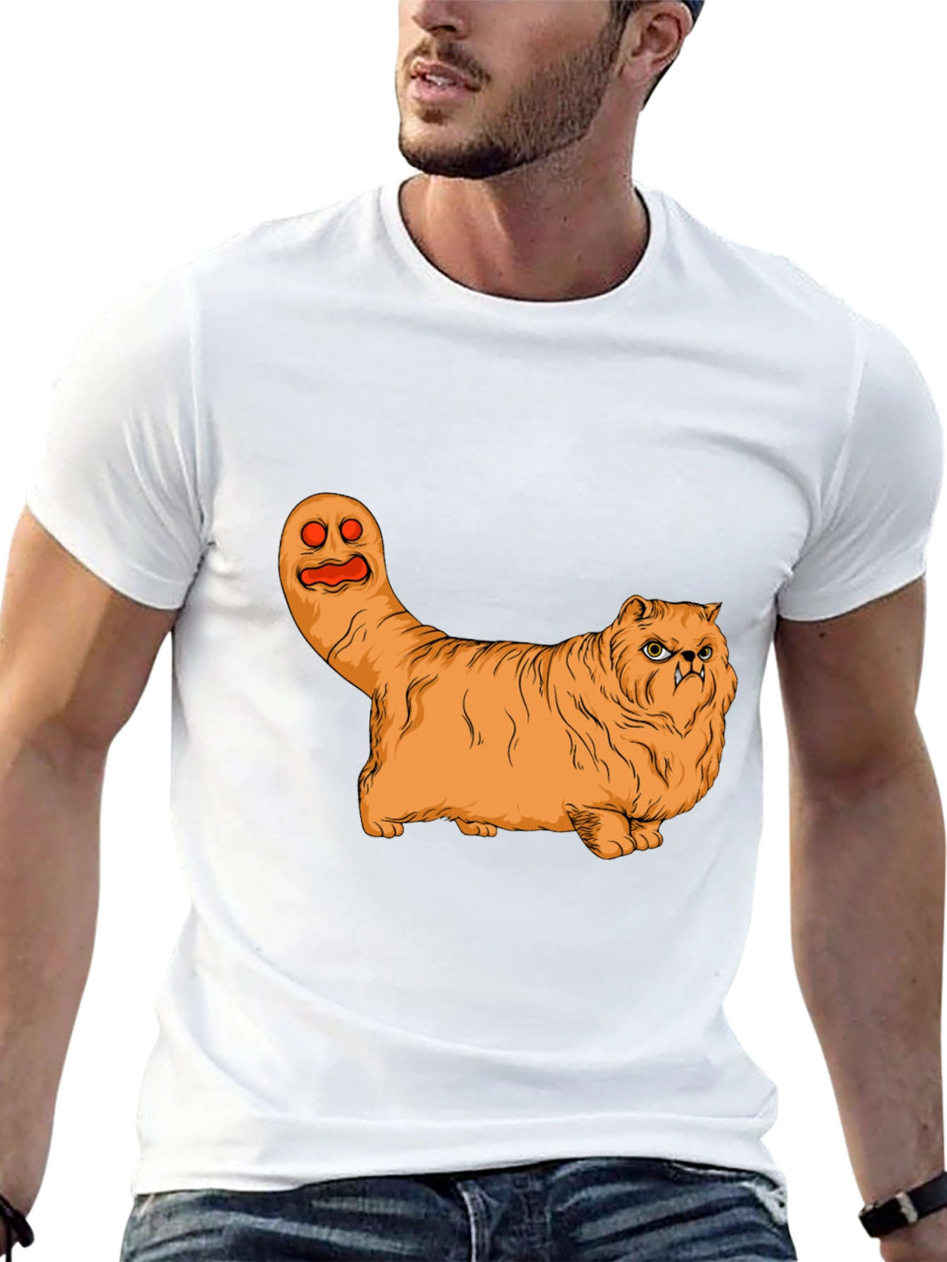 Funny Halloween Cat Ghost Graphic T-Shirt