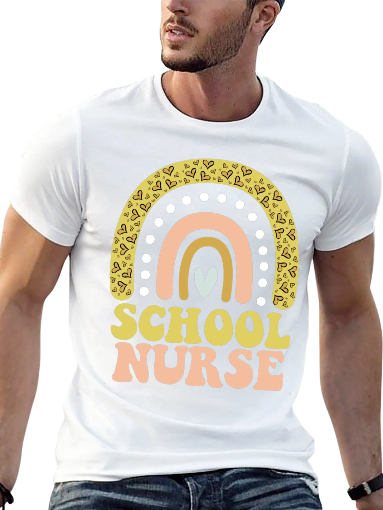 School Nurse Rainbow Heart T-Shirt