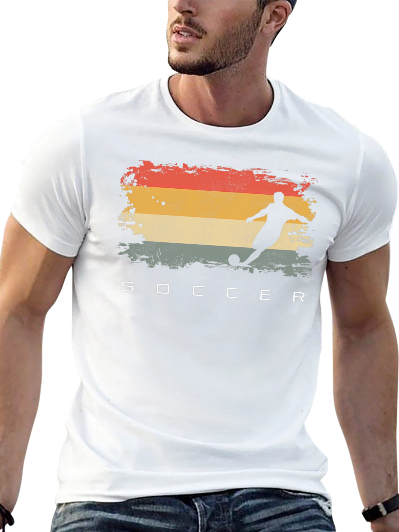 Retro Soccer Player Graphic T-Shirt
