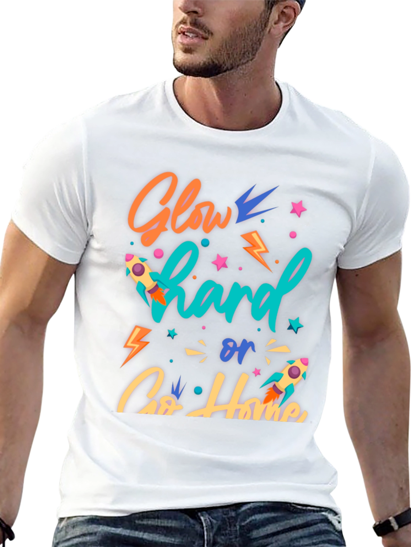 Glow Hard or Go Home Graphic T-Shirt