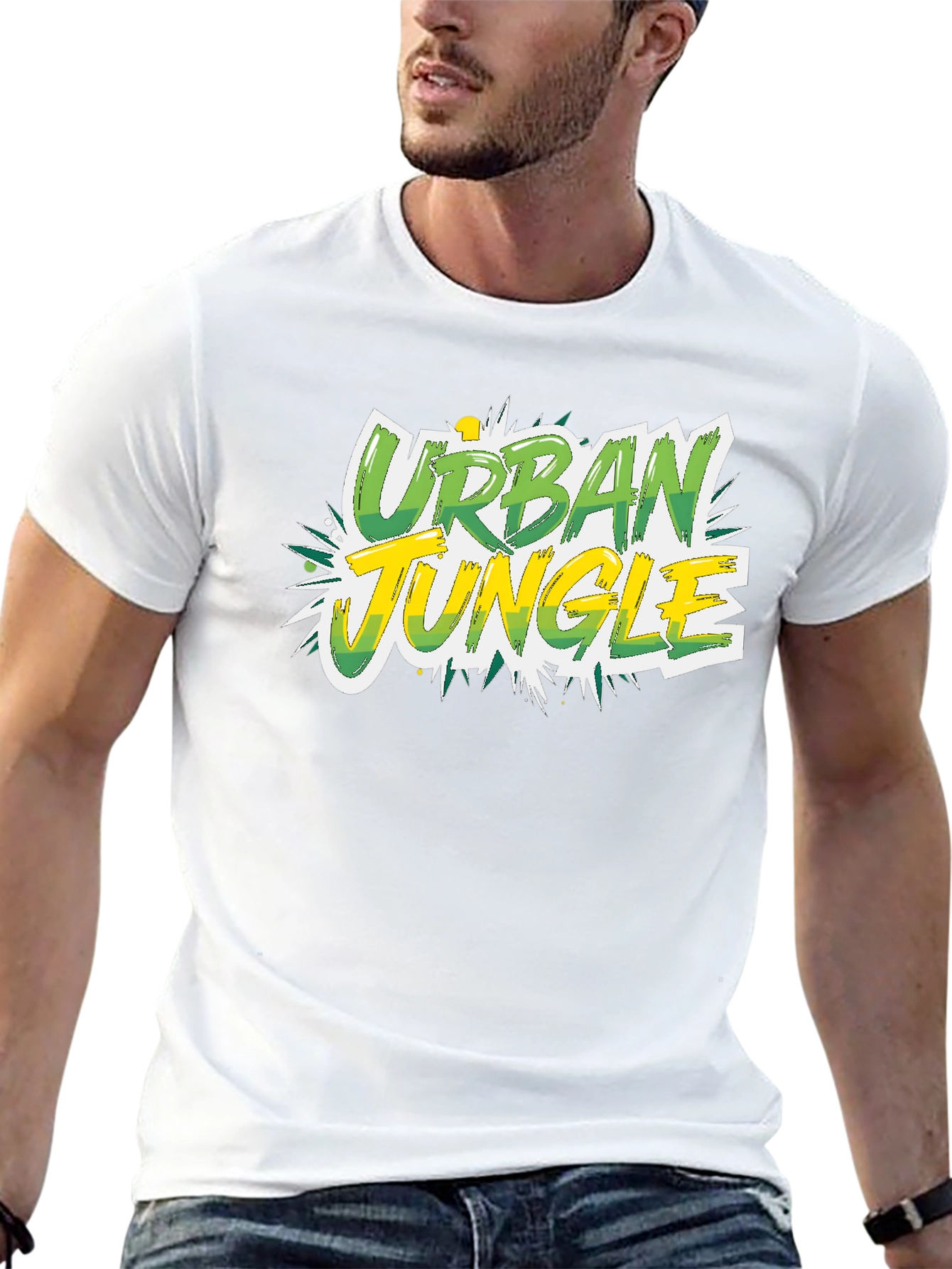 Urban Jungle Graphic Tee - Black Cotton T-Shirt