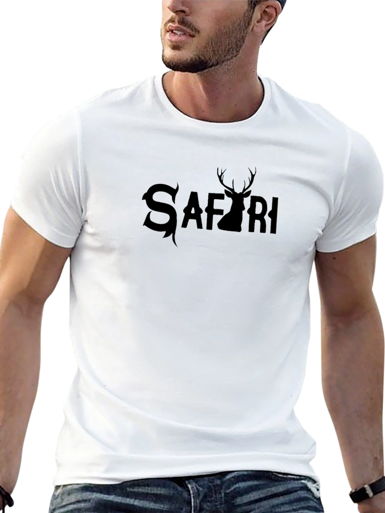 Safari Deer Black T-Shirt