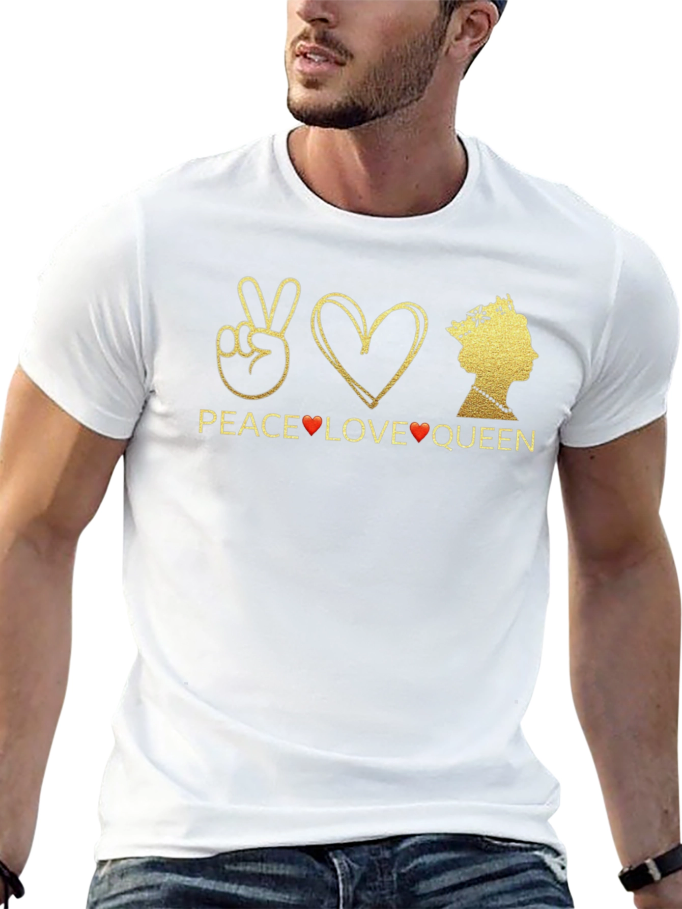 Peace Love Queen Graphic T-Shirt - Black