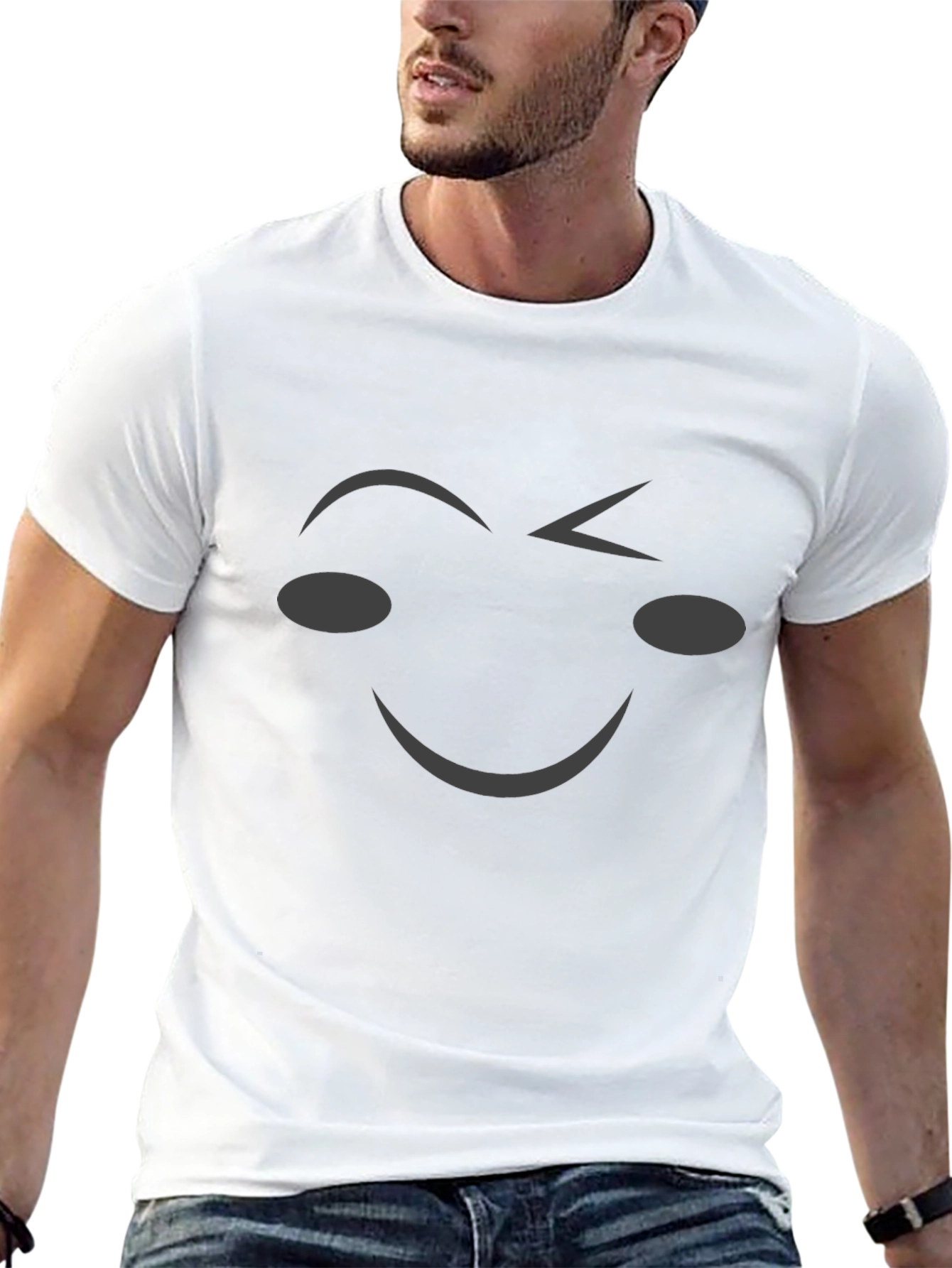 Winking Smiley Face Black T-Shirt