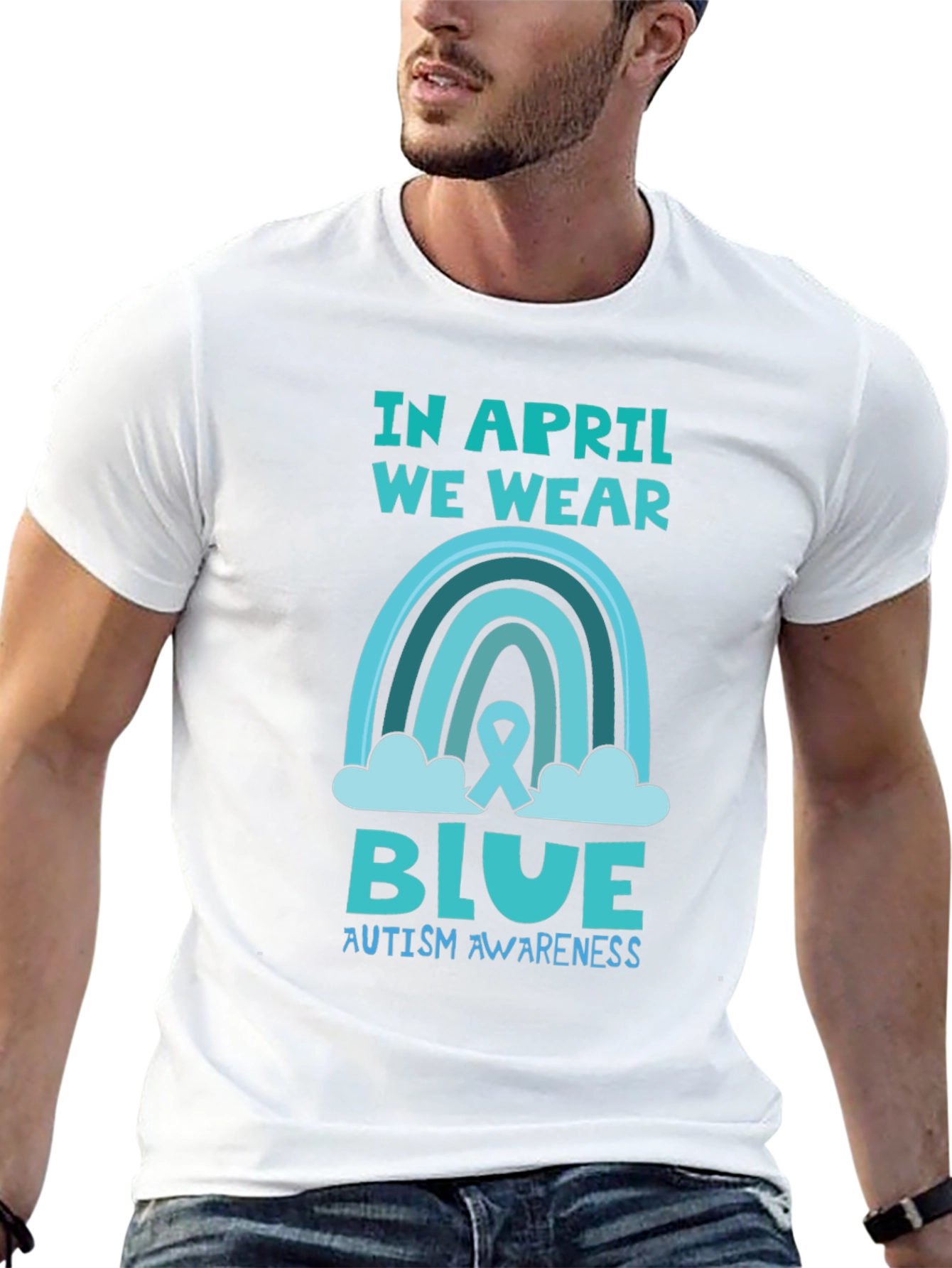 Autism Awareness Blue Rainbow T-Shirt