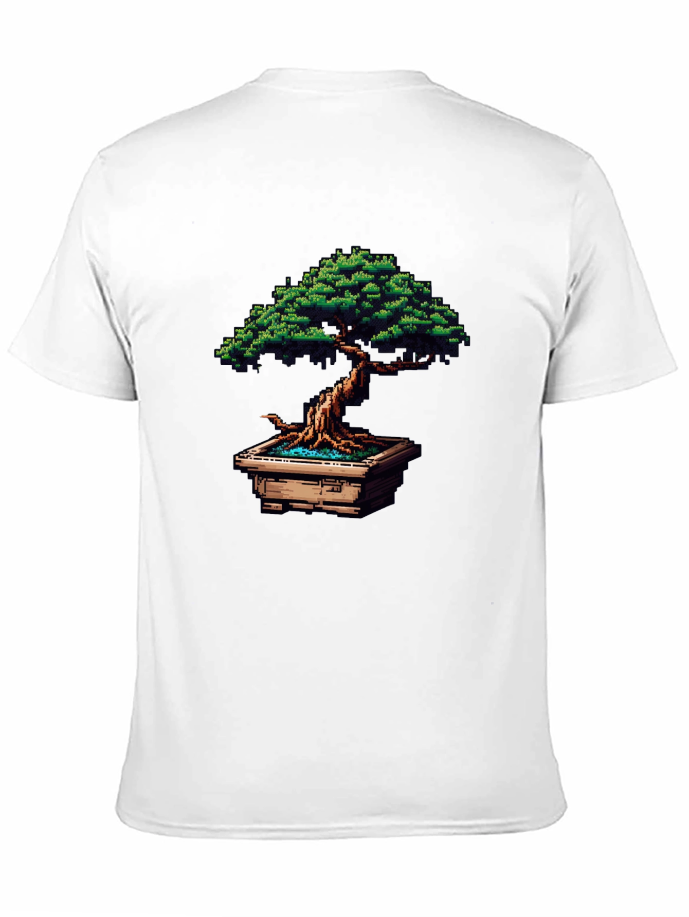 Pixel Art Bonsai Tree Black T-Shirt