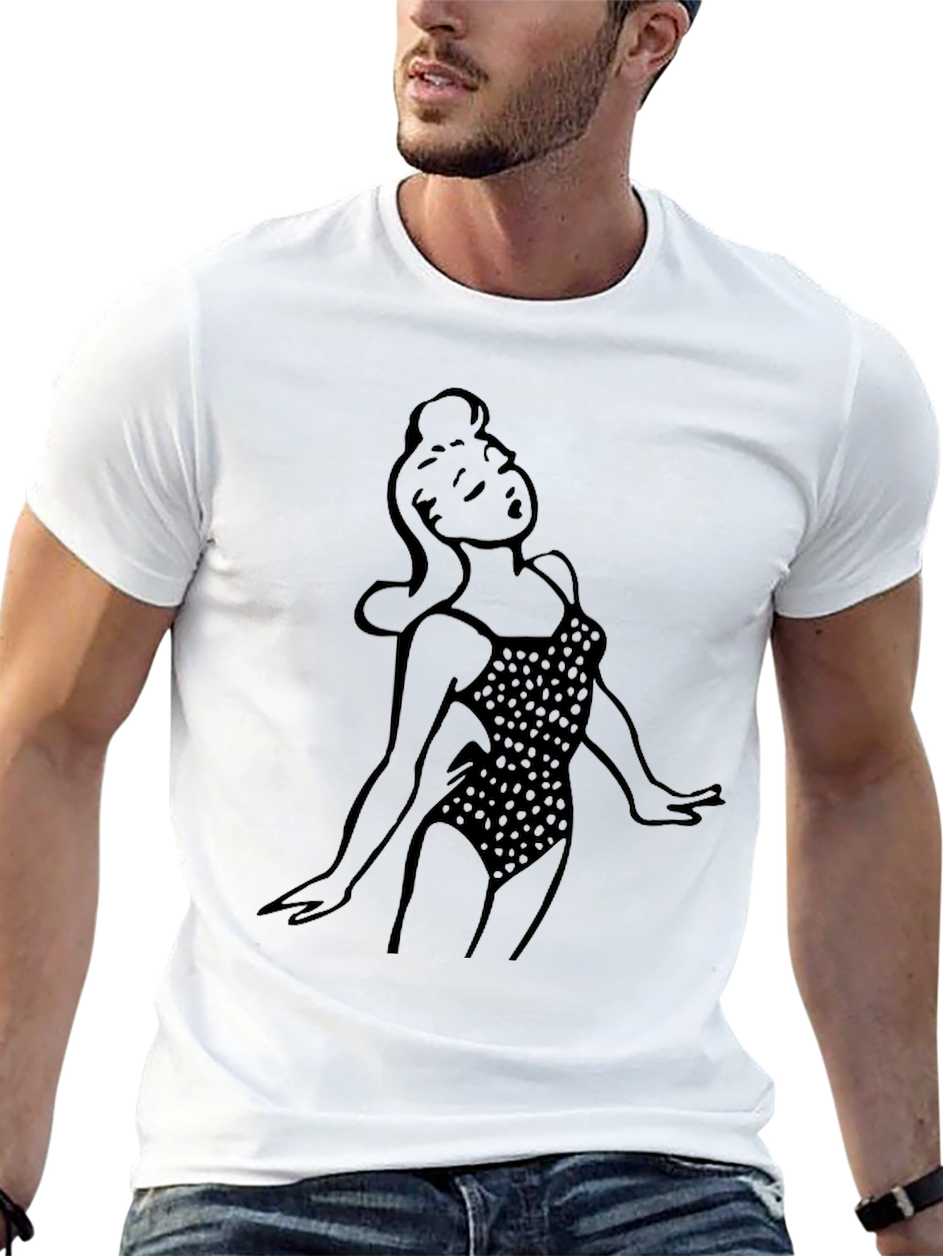 Retro Pin-Up Girl Black T-Shirt