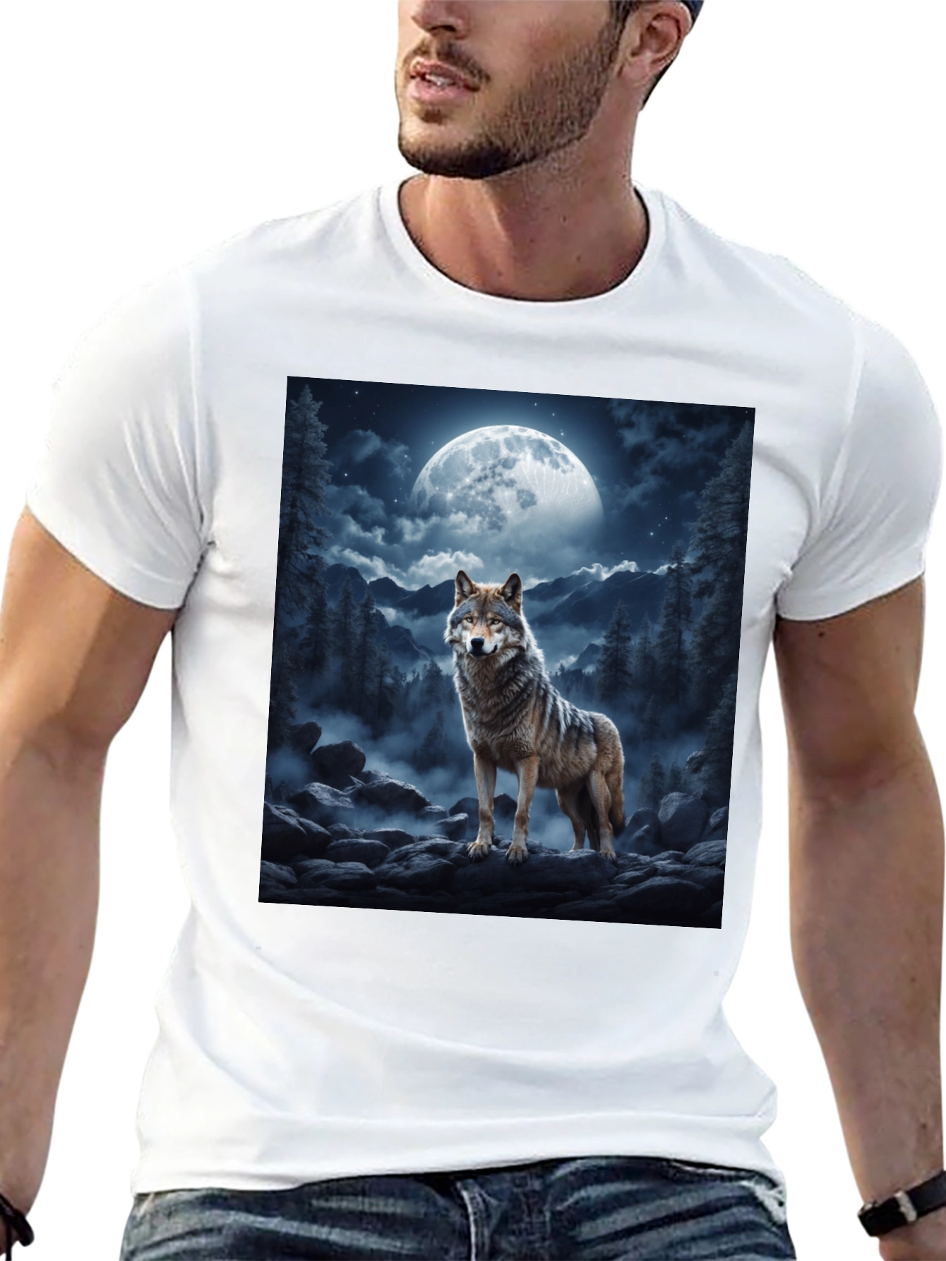 Wolf Moon Graphic Tee - Black Unisex T-Shirt