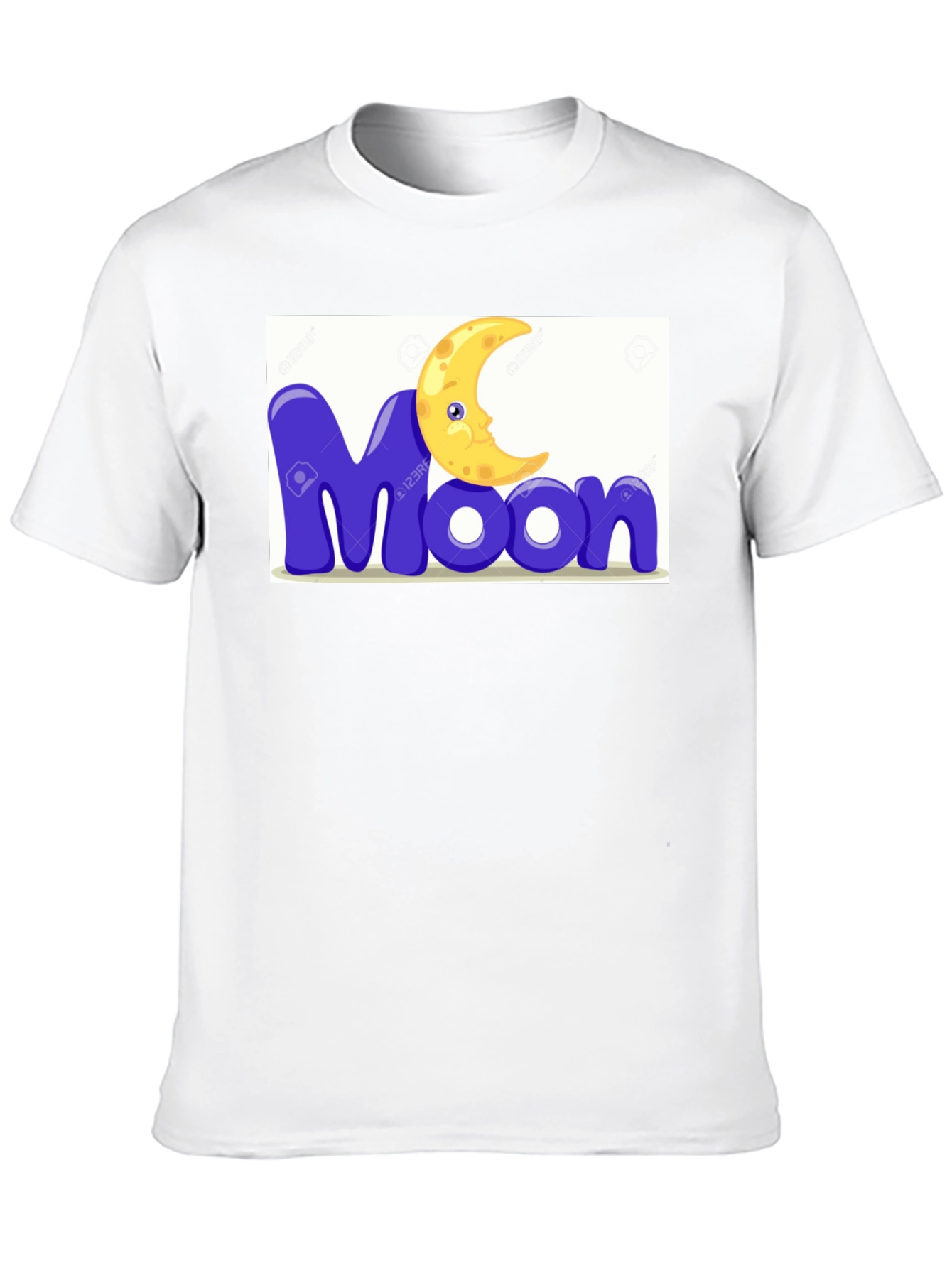 Cartoon Moon Graphic Tee - Black Cotton Blend