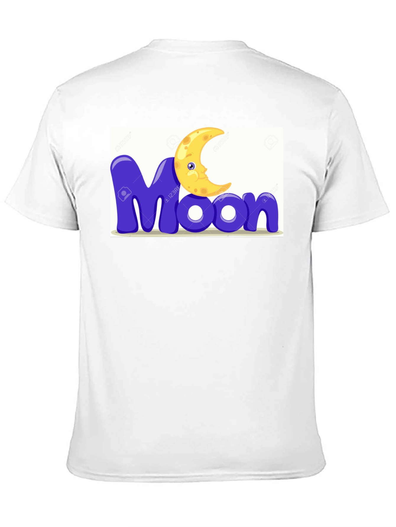 Cartoon Moon Graphic Tee - Black Cotton Blend