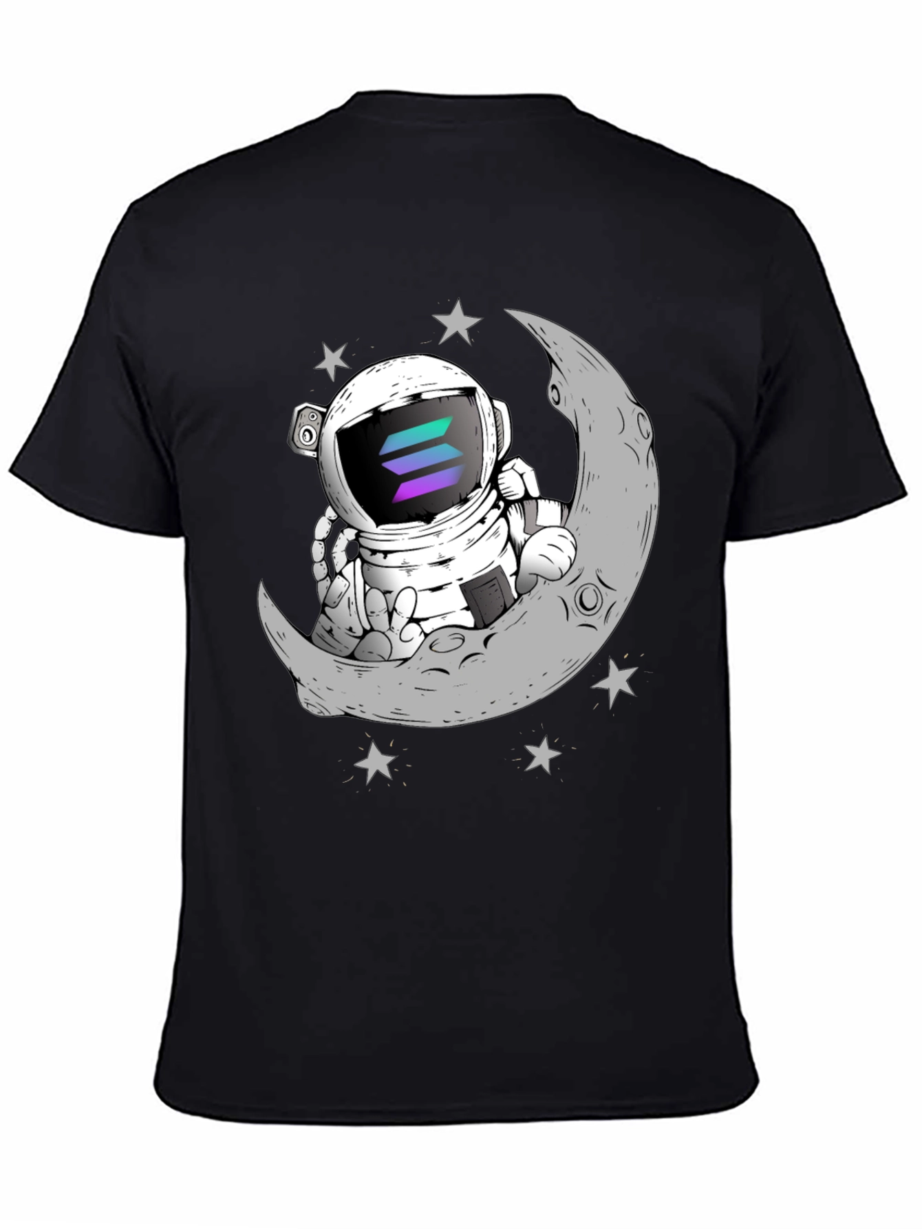 Solana Astronaut on Moon Black T-Shirt
