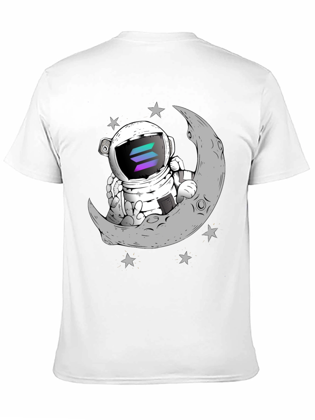 Solana Astronaut on Moon Black T-Shirt