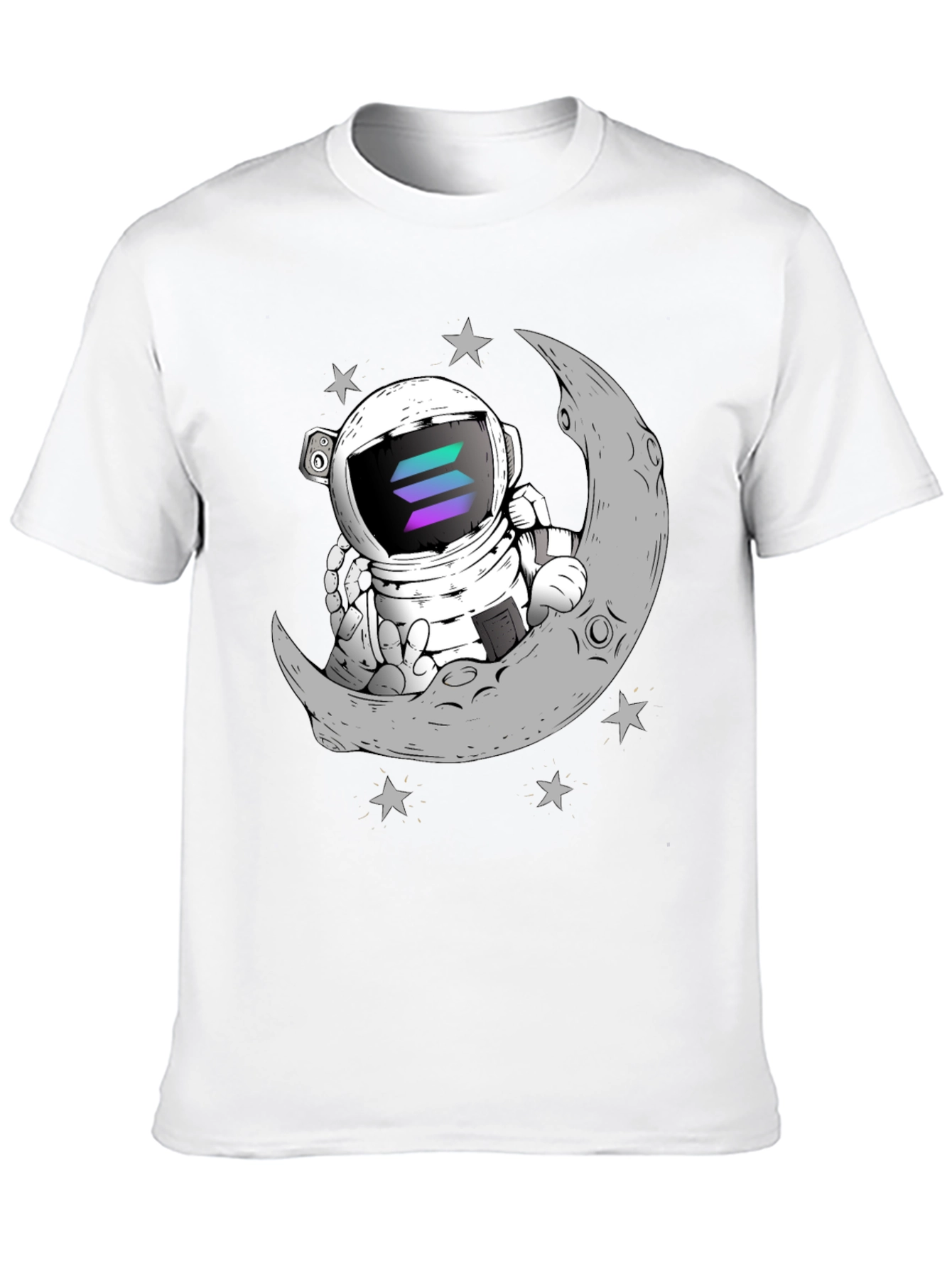 Solana Astronaut on Moon Black T-Shirt