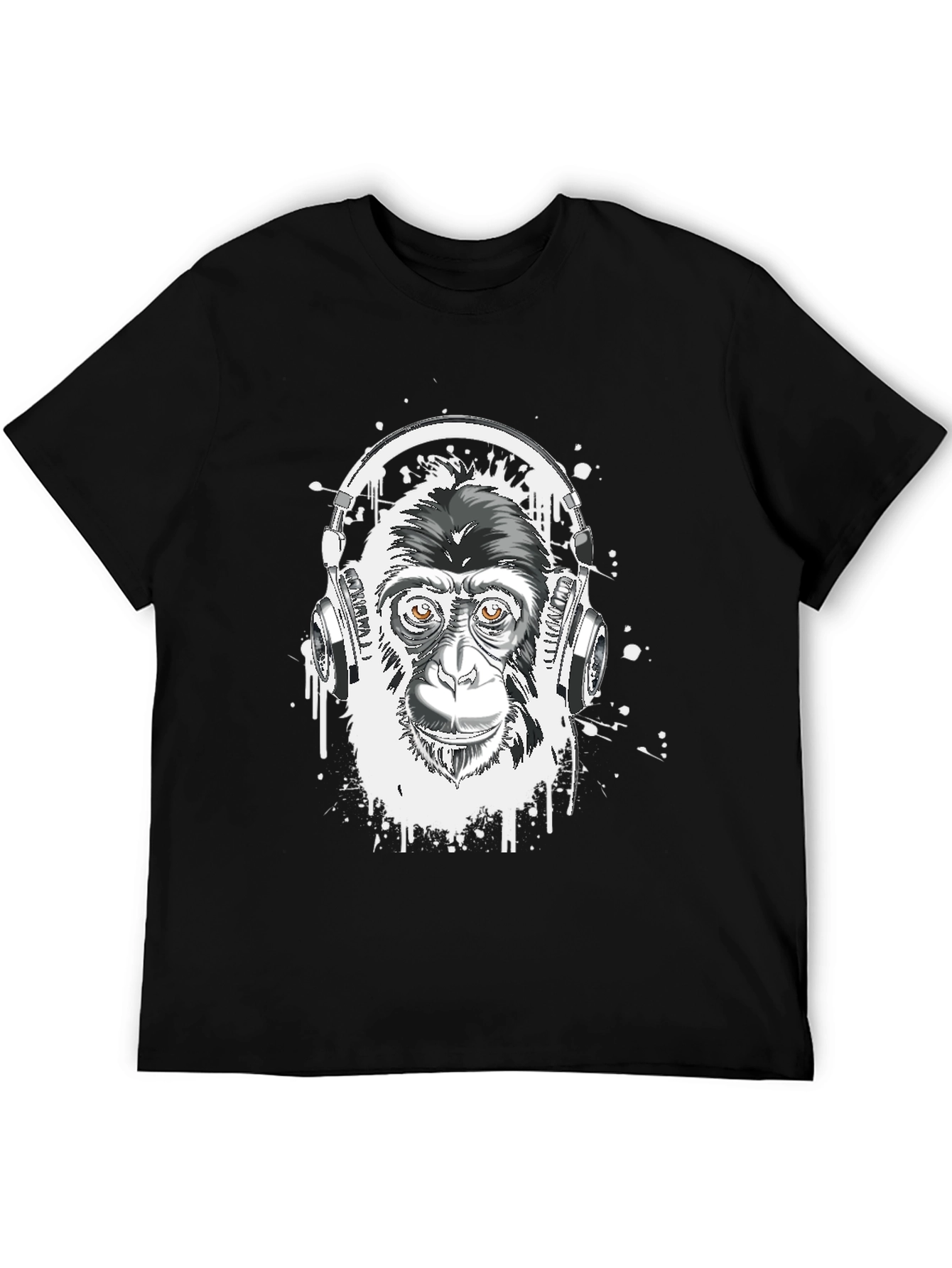 Monkey DJ Graphic Tee - Black Cotton T-Shirt