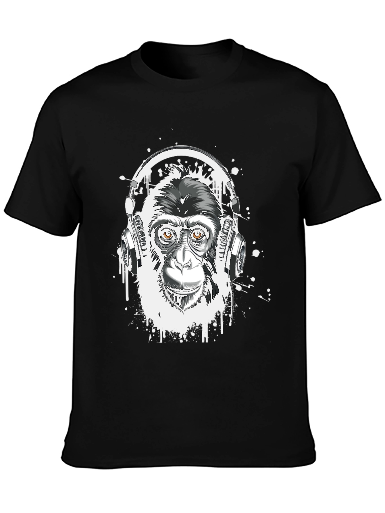 Monkey DJ Graphic Tee - Black Cotton T-Shirt