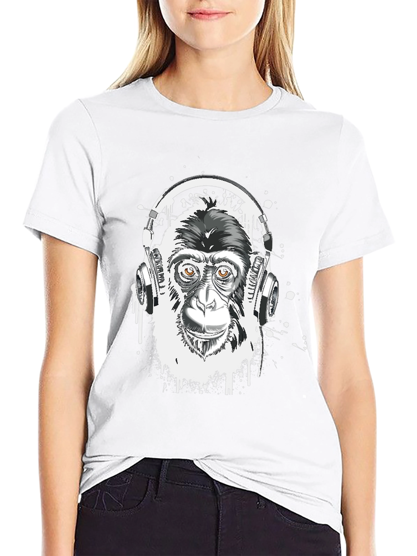 Monkey DJ Graphic Tee - Black Cotton T-Shirt