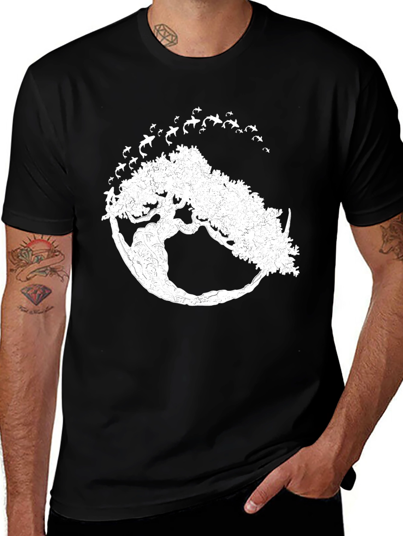 Natures Embrace: Tree & Birds Graphic Tee